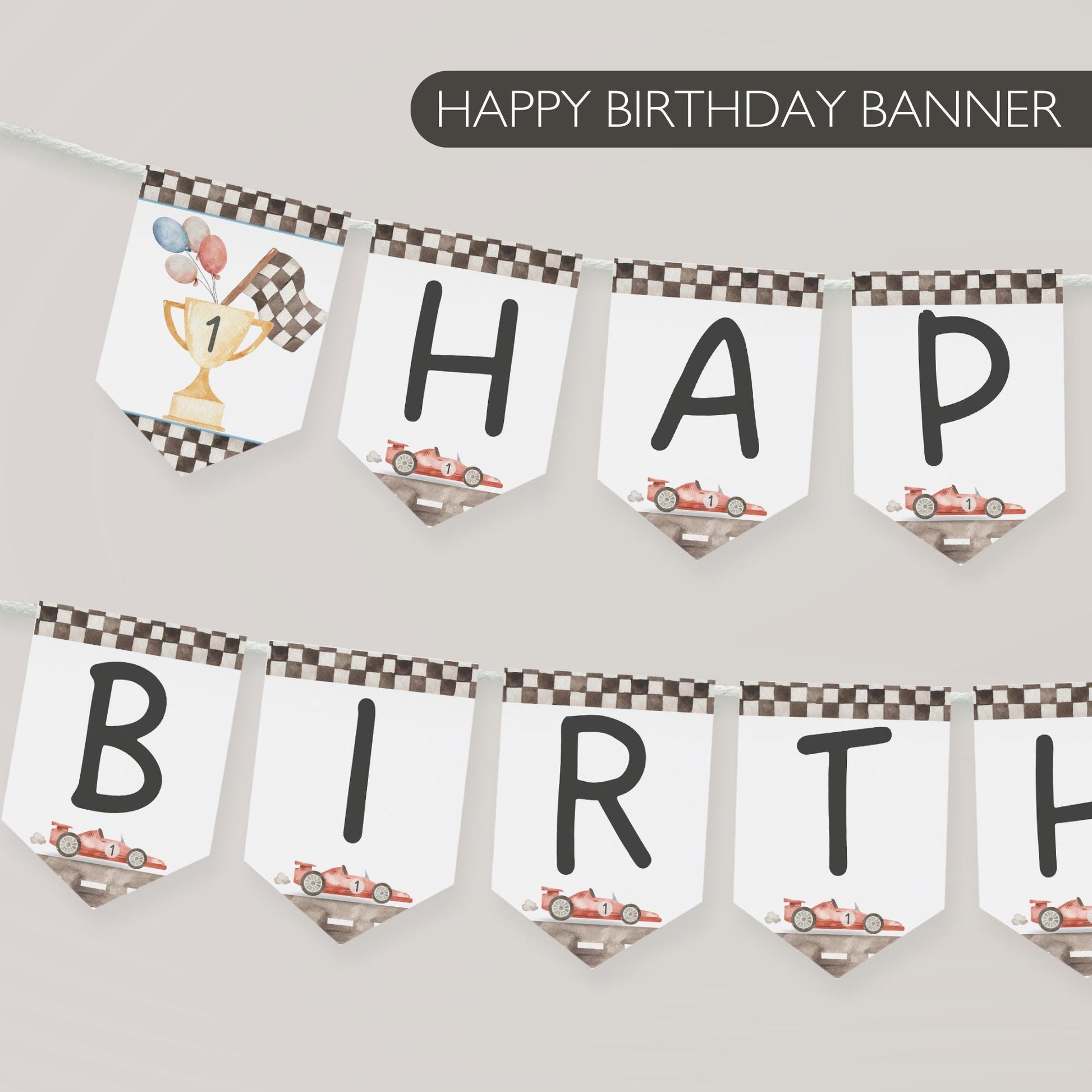 Fast One First Birthday Party Sign Happy Birthday Banner Racecar 1st Birthday Bunting First Lap Down Birthday Party Decor Racing Party