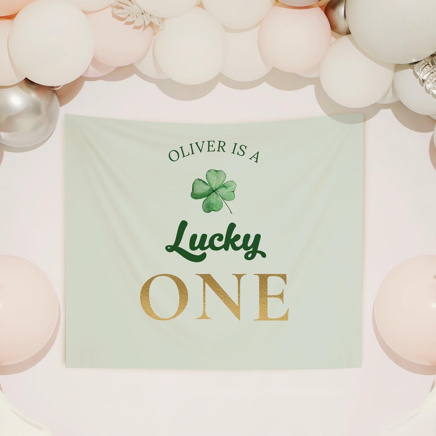 Lucky One Birthday Personalized Banner 1st Birthday St. Patricks Birthday Party Decor Photo Backdrop Shamrock Custom Banner First Birthday