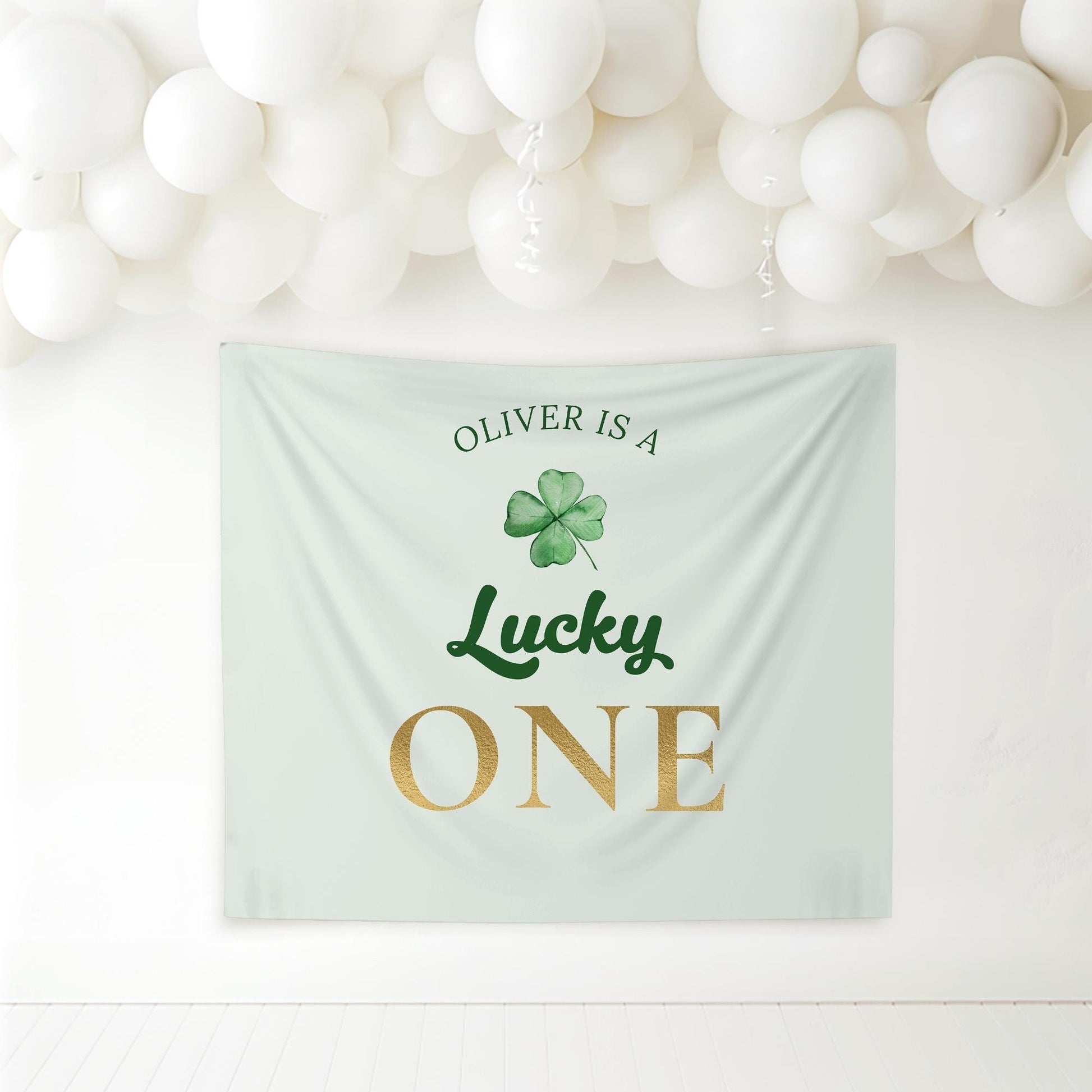 Lucky One Birthday Personalized Banner 1st Birthday St. Patricks Birthday Party Decor Photo Backdrop Shamrock Custom Banner First Birthday