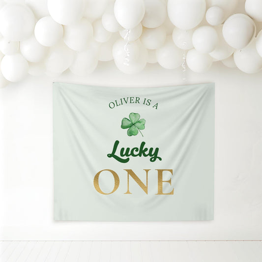 Lucky One Birthday Personalized Banner 1st Birthday St. Patricks Birthday Party Decor Photo Backdrop Shamrock Custom Banner First Birthday