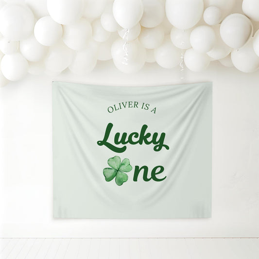 Lucky One Birthday Personalized Banner 1st Birthday St. Patricks Birthday Party Decor Photo Backdrop Shamrock Custom Banner First Birthday