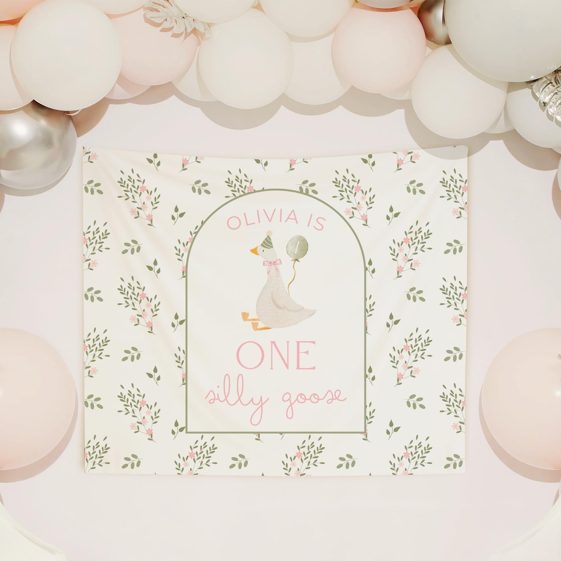 One Silly Goose Birthday Personalized Banner 1st Birthday Silly Goose Party Decor Photo Backdrop Goose Custom Banner First Birthday Ideas
