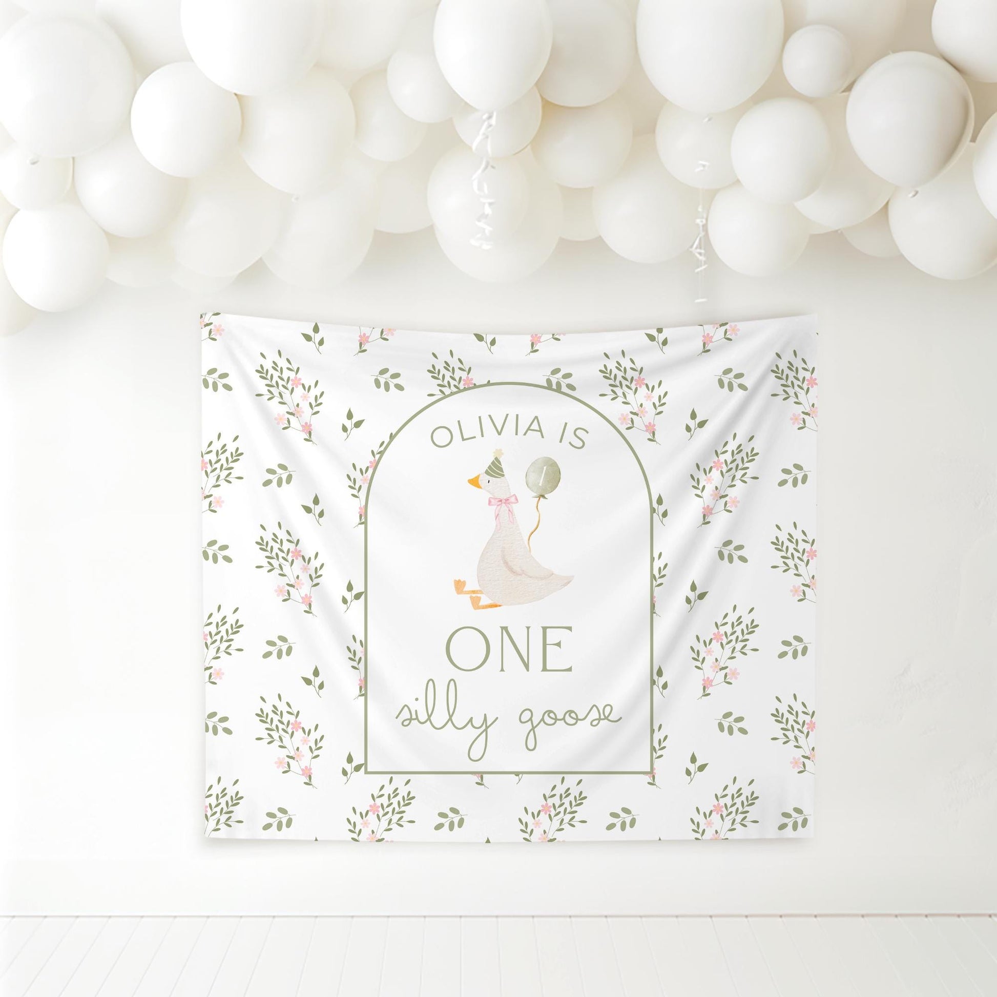 One Silly Goose Birthday Personalized Banner 1st Birthday Silly Goose Party Decor Photo Backdrop Goose Custom Banner First Birthday Ideas