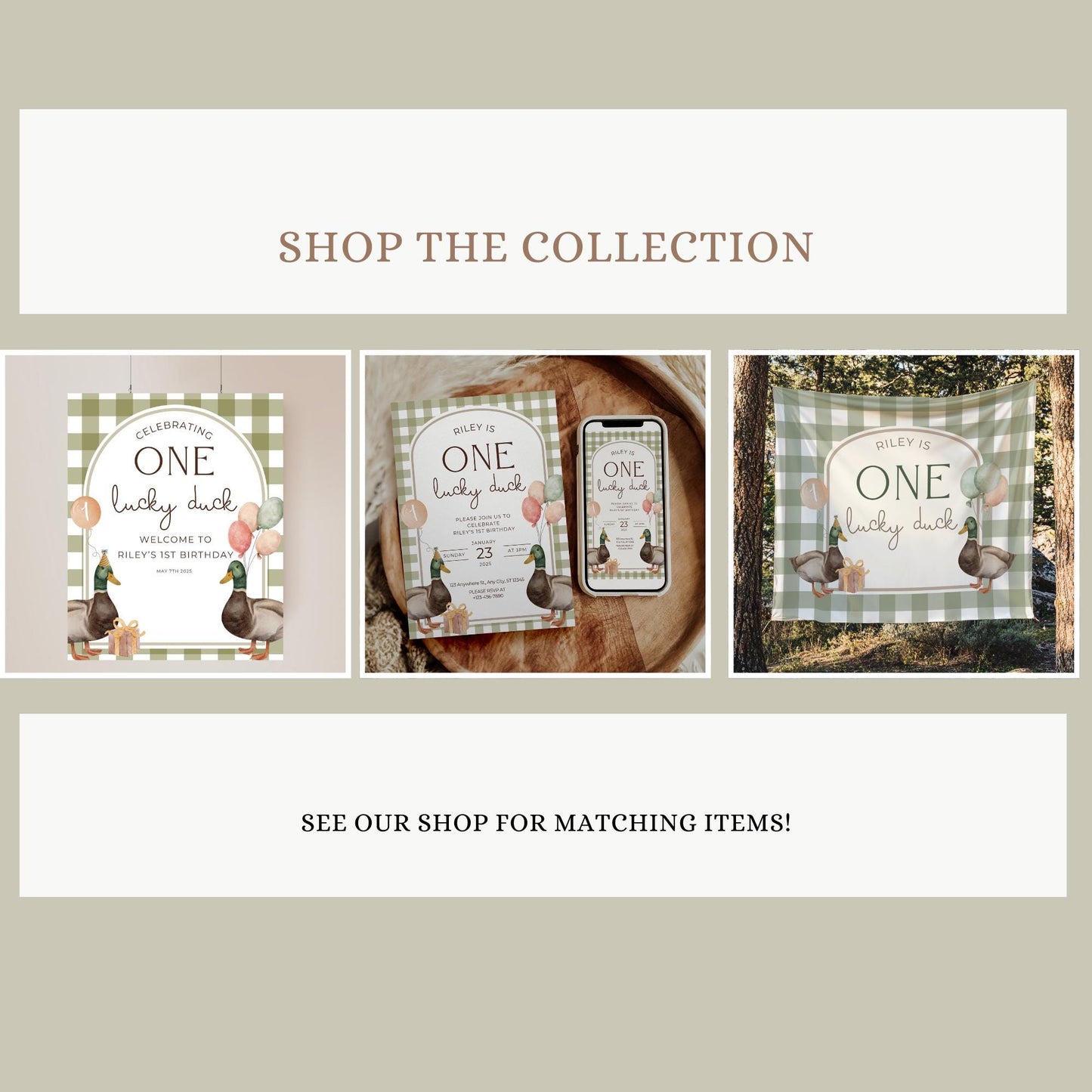 One Lucky Duck Birthday Sign Photo Collage Editable Mallard Duck 1st Birthday Monthly Banner Duck First Birthday Photo Milestone sign