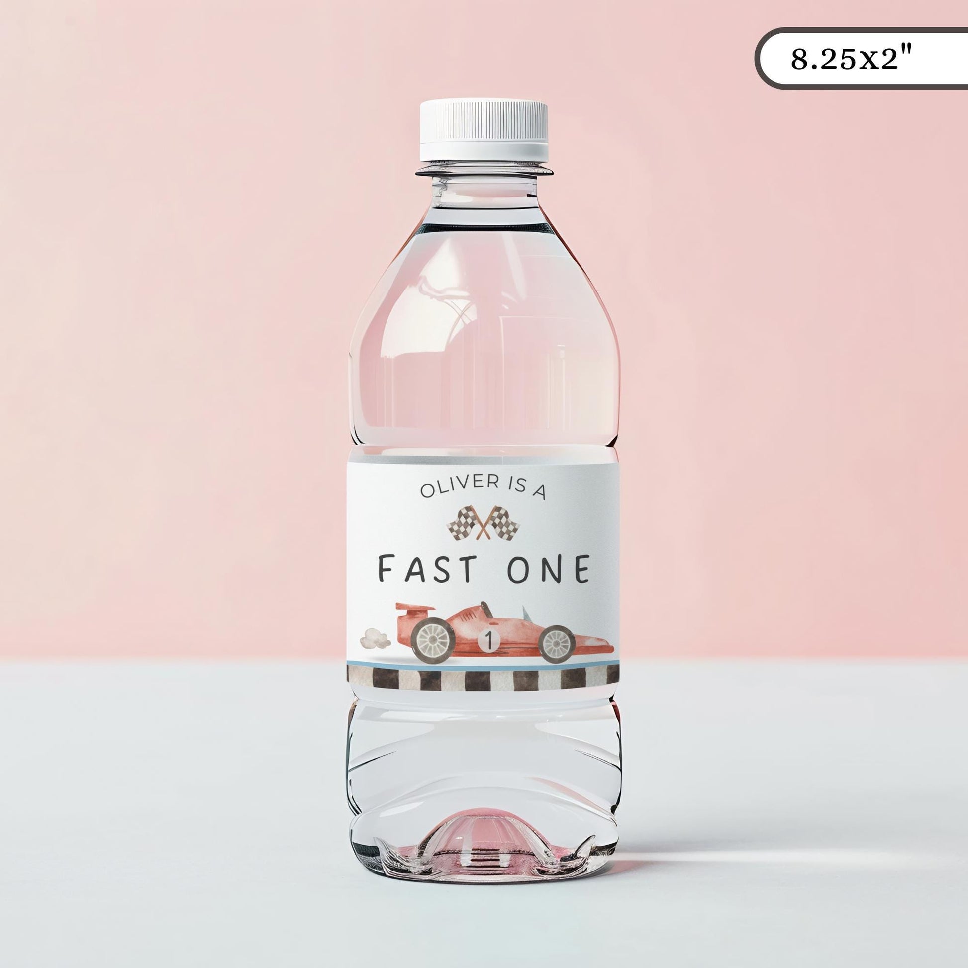 Fast One Birthday Party Water Bottle Label Editable Drink Label Digital Download Canva Race car 1st Birthday Party Racing Birthday decor