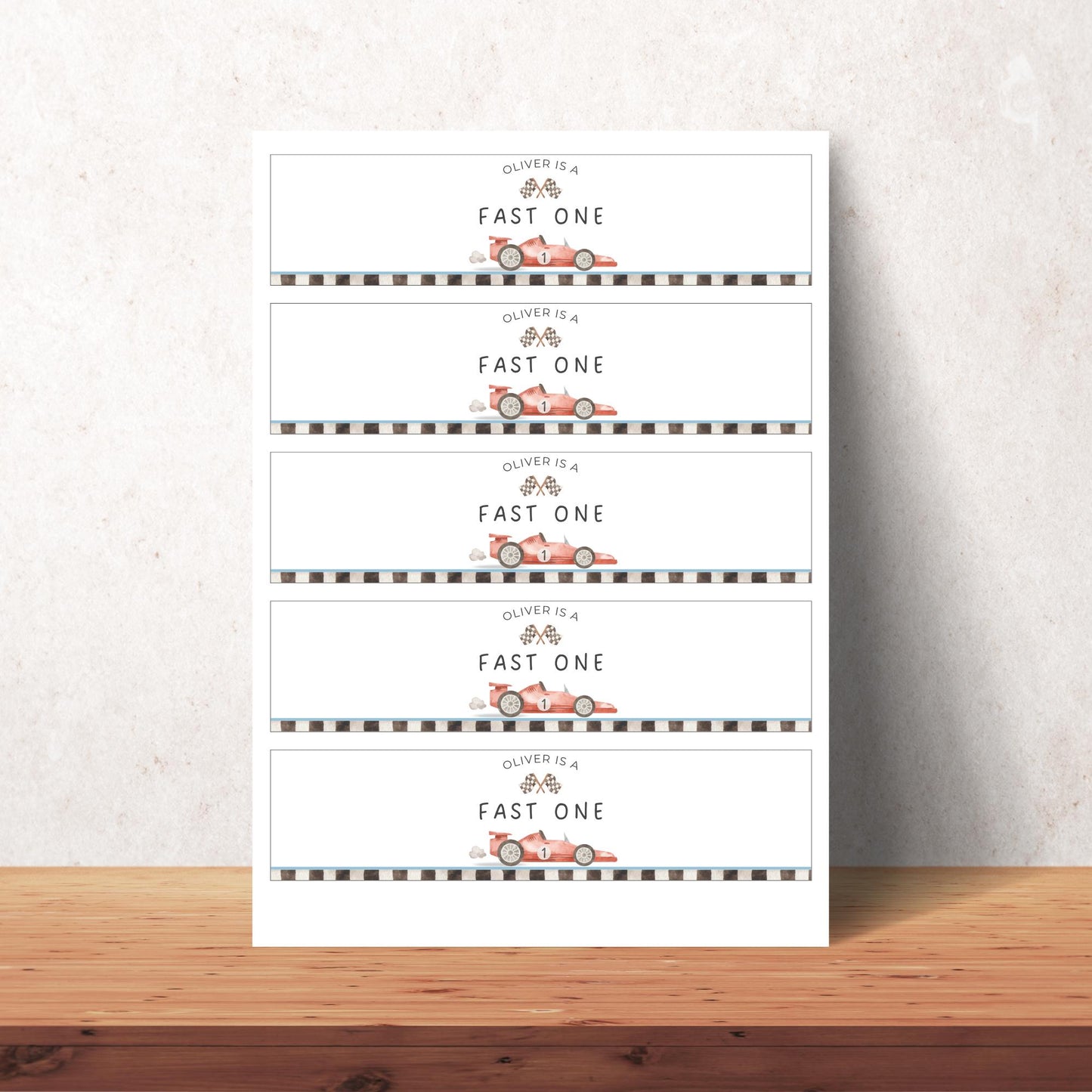 Fast One Birthday Party Water Bottle Label Editable Drink Label Digital Download Canva Race car 1st Birthday Party Racing Birthday decor