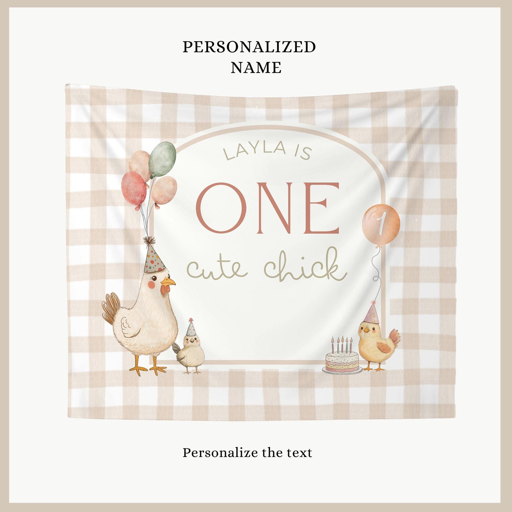 One Cute Chick Birthday Personalized Banner 1st Birthday This Chick is One Party Decor Photo Backdrop Chicken Custom Banner First Birthday