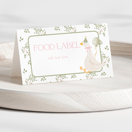 Silly Goose 1st Birthday Buffet Labels Goose 1st Birthday Place Cards First Birthday Food Labels One Lucky Duck Birthday Goose Baby Shower
