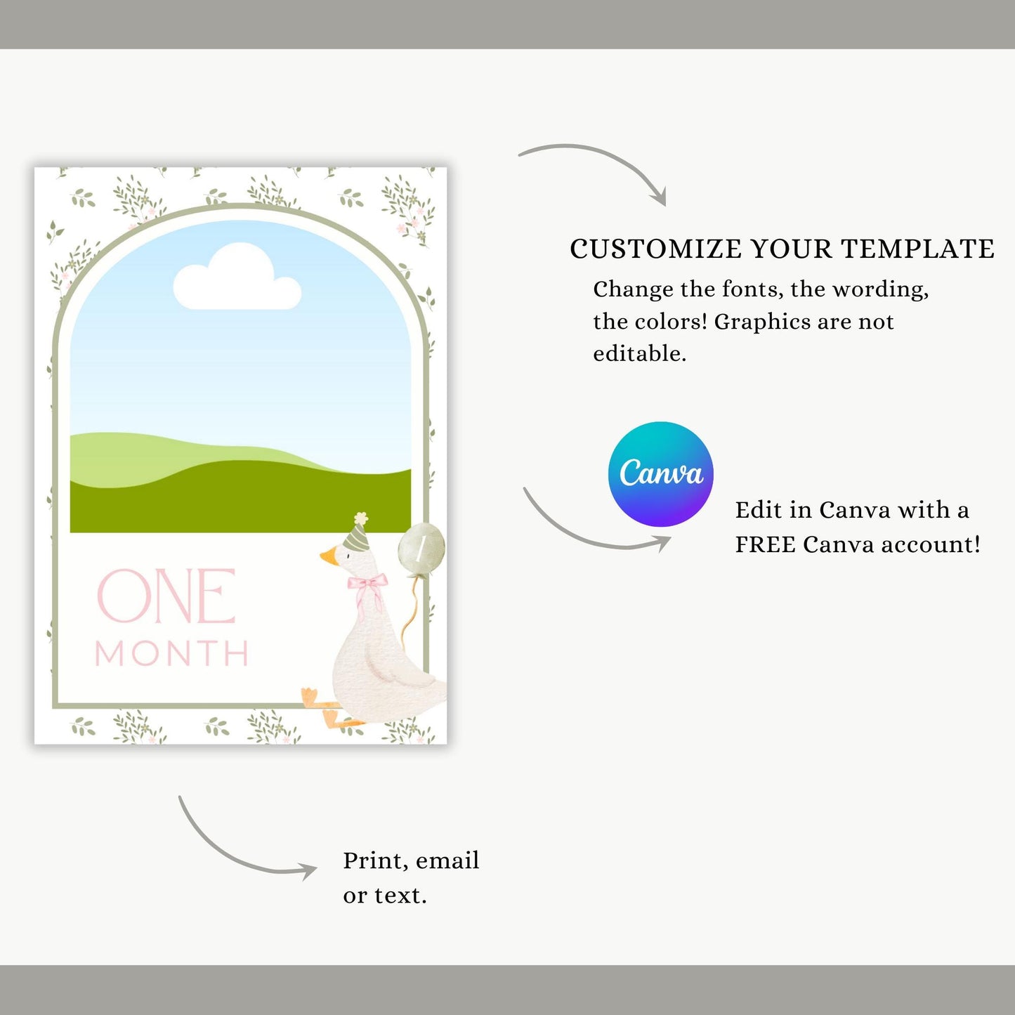 One Silly Goose Birthday Photo Milestone Banner Goose 1st Birthday Bunting Banner Editable Template Monthly Milestone Photo Collage Decor