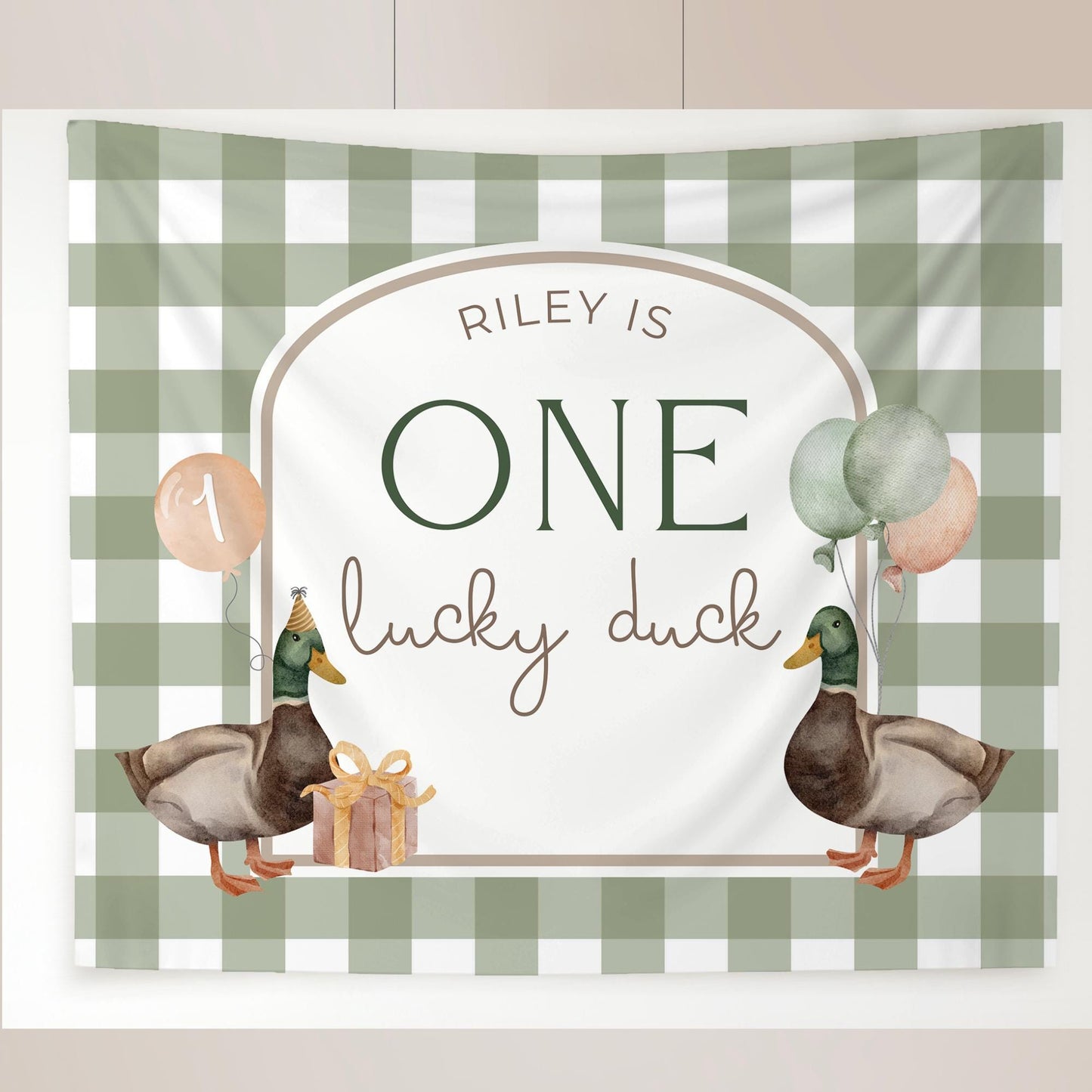 One Lucky Duck Birthday Personalized Banner 1st Birthday Lucky Duck Party Decor Photo Backdrop Duck Custom Banner First Birthday Ideas