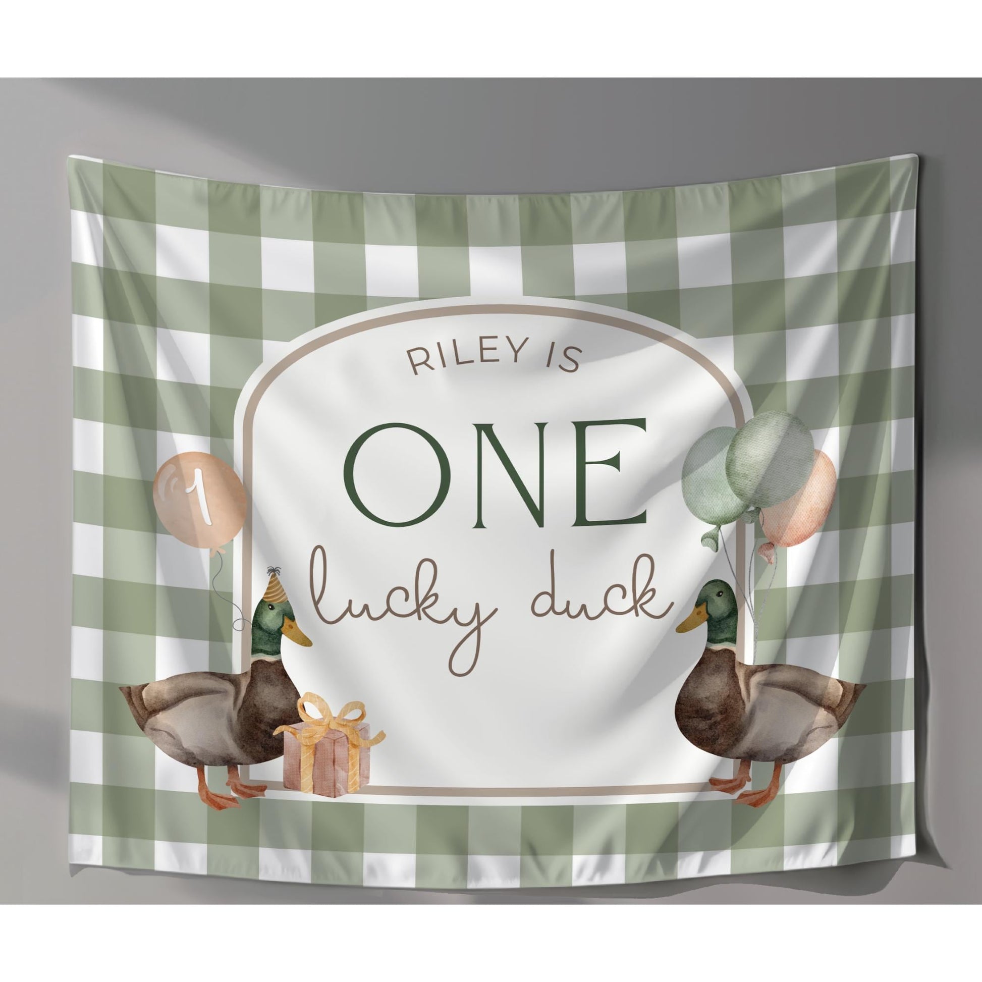 One Lucky Duck Birthday Personalized Banner 1st Birthday Lucky Duck Party Decor Photo Backdrop Duck Custom Banner First Birthday Ideas