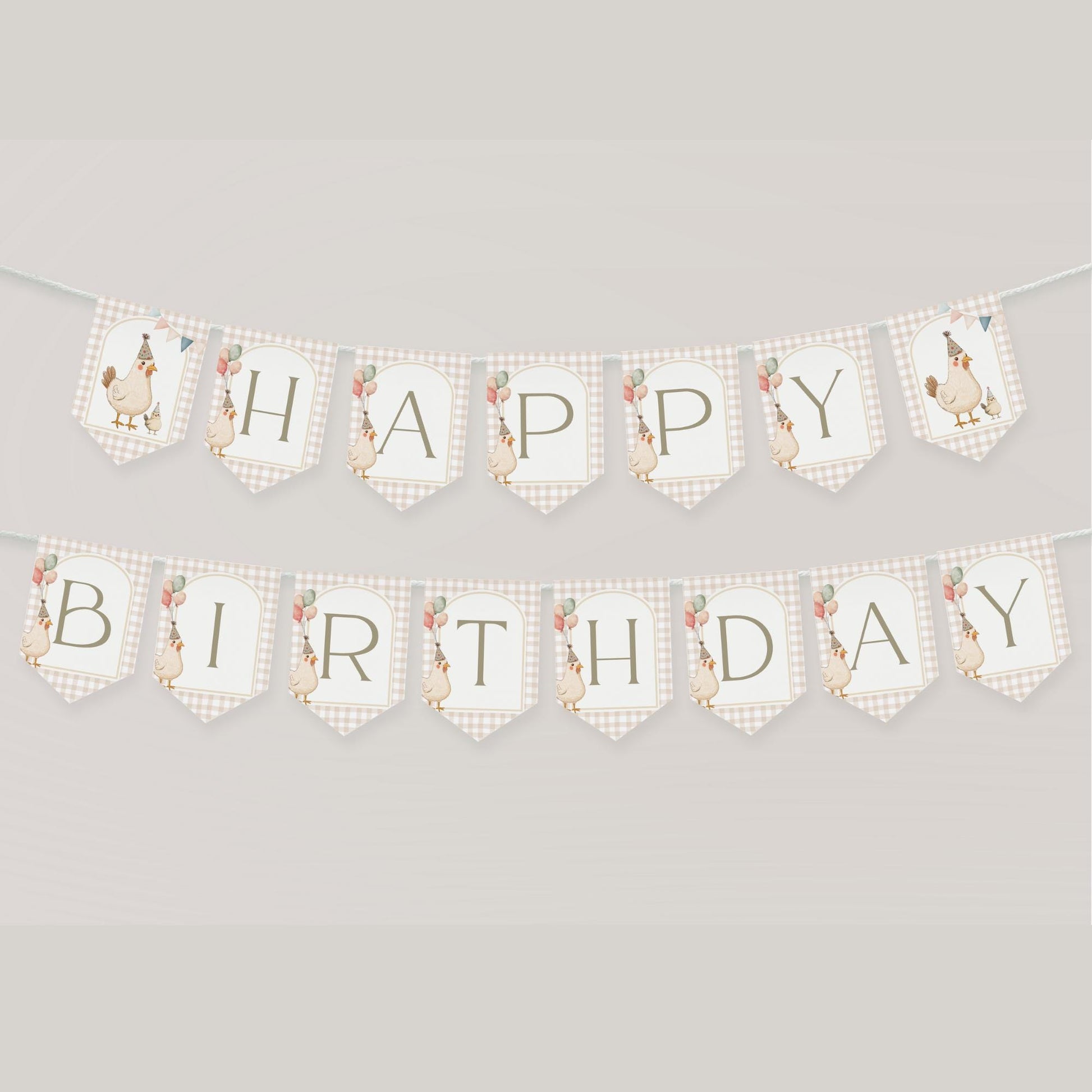 One Cute Chick First Birthday Party Sign Happy Birthday Banner Chicken 1st Birthday Bunting This Chick is One Birthday Party Chicken Banner