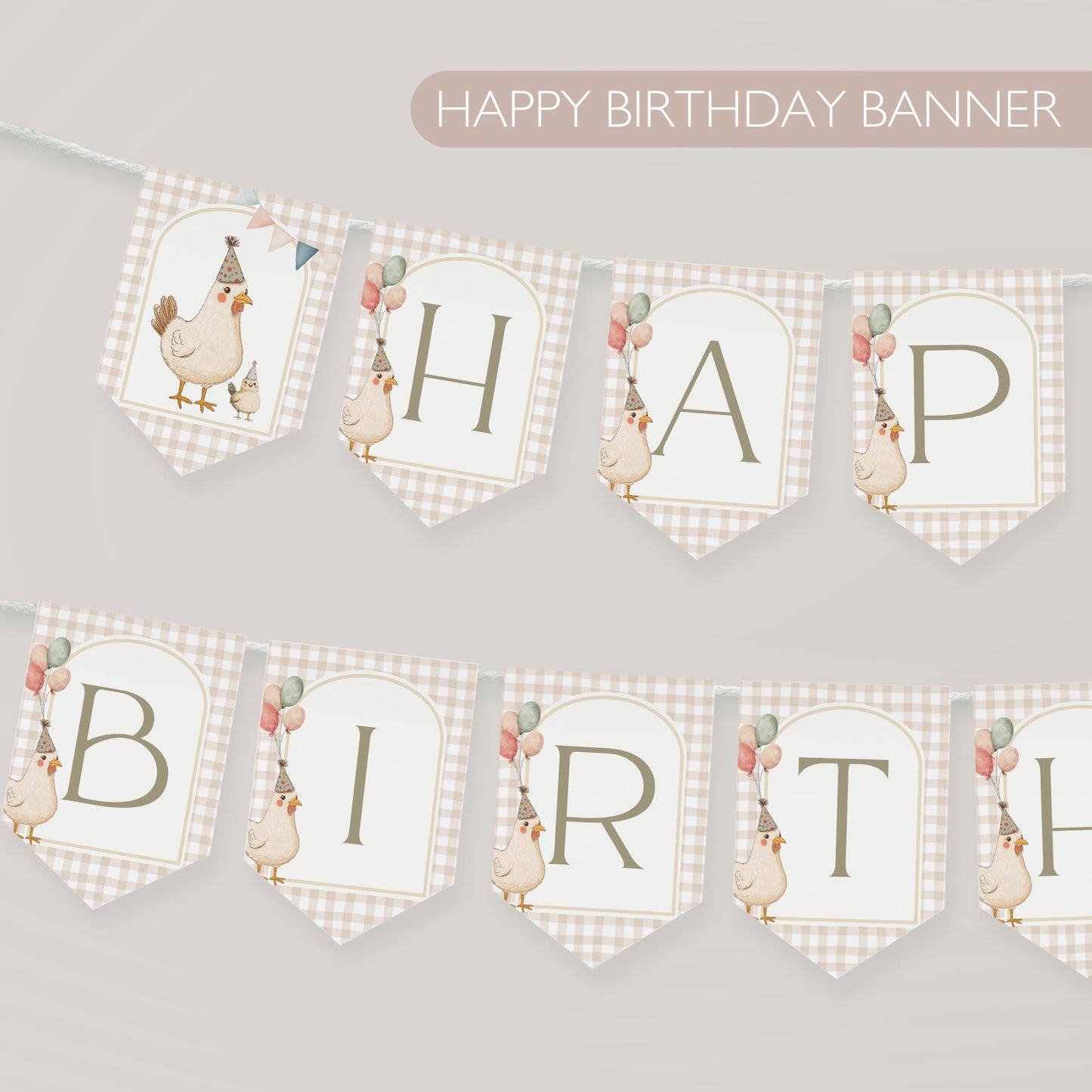 One Cute Chick First Birthday Party Sign Happy Birthday Banner Chicken 1st Birthday Bunting This Chick is One Birthday Party Chicken Banner