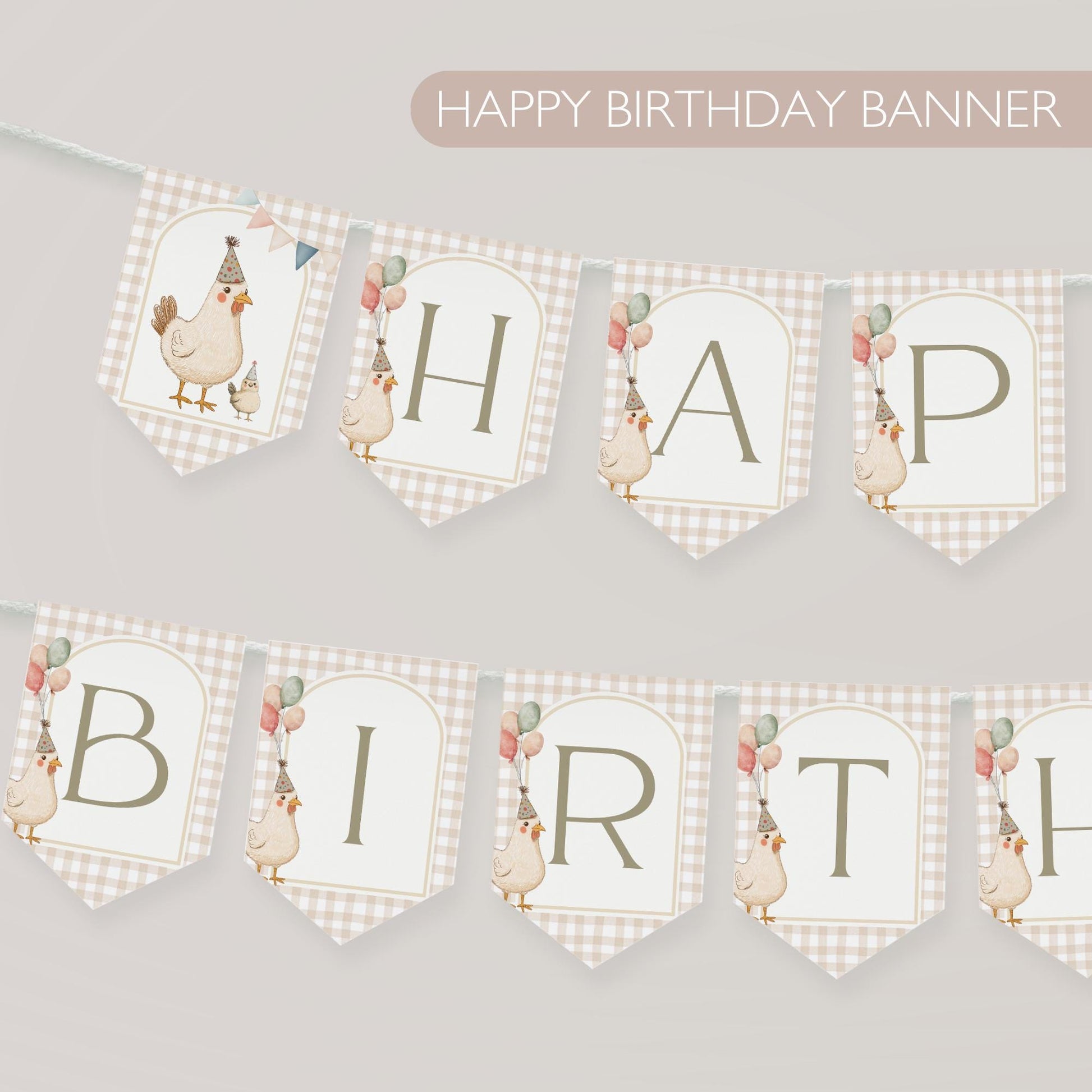 One Cute Chick First Birthday Party Sign Happy Birthday Banner Chicken 1st Birthday Bunting This Chick is One Birthday Party Chicken Banner