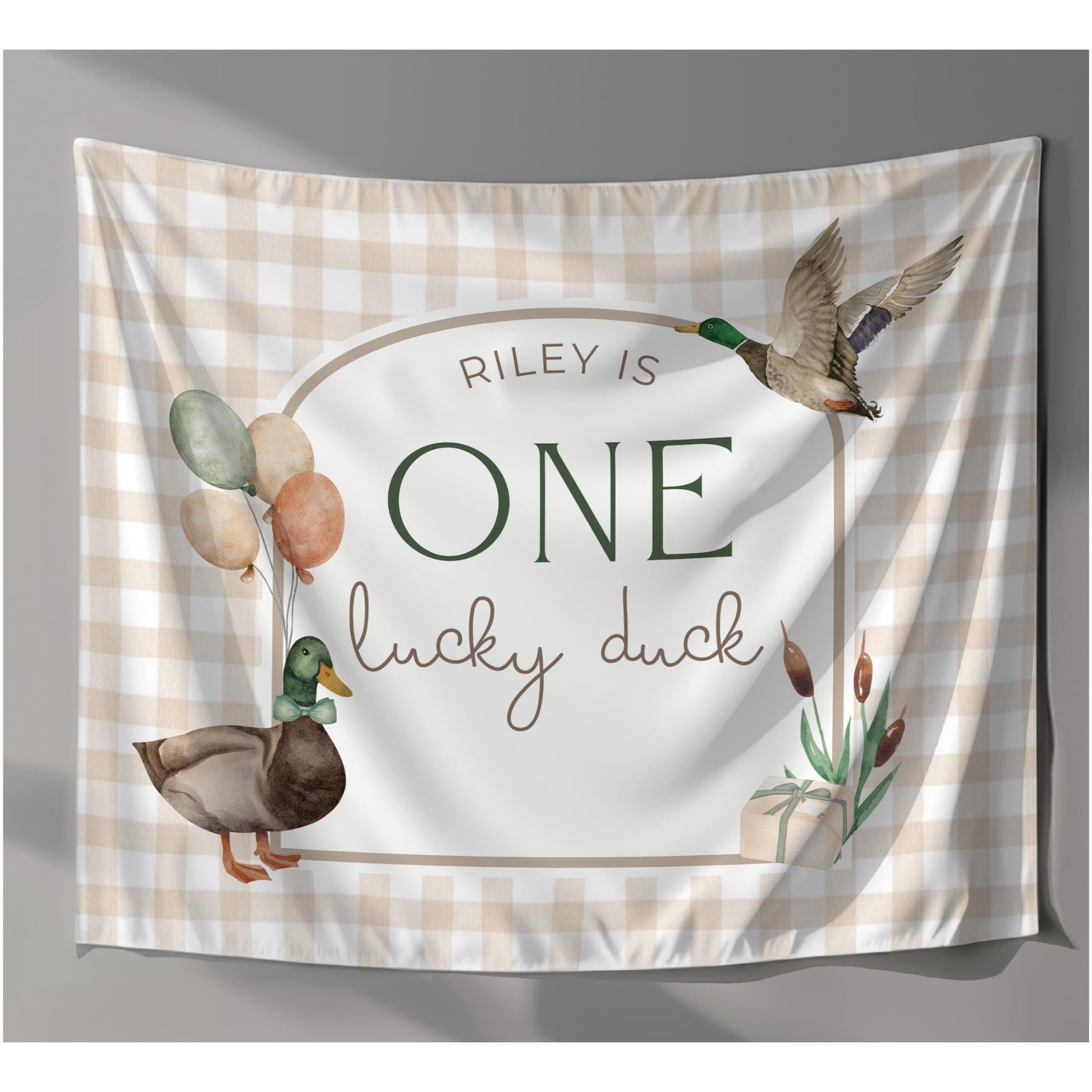 One Lucky Duck Birthday Personalized Banner 1st Birthday Lucky Duck Party Decor Photo Backdrop Duck Custom Banner First Birthday Ideas