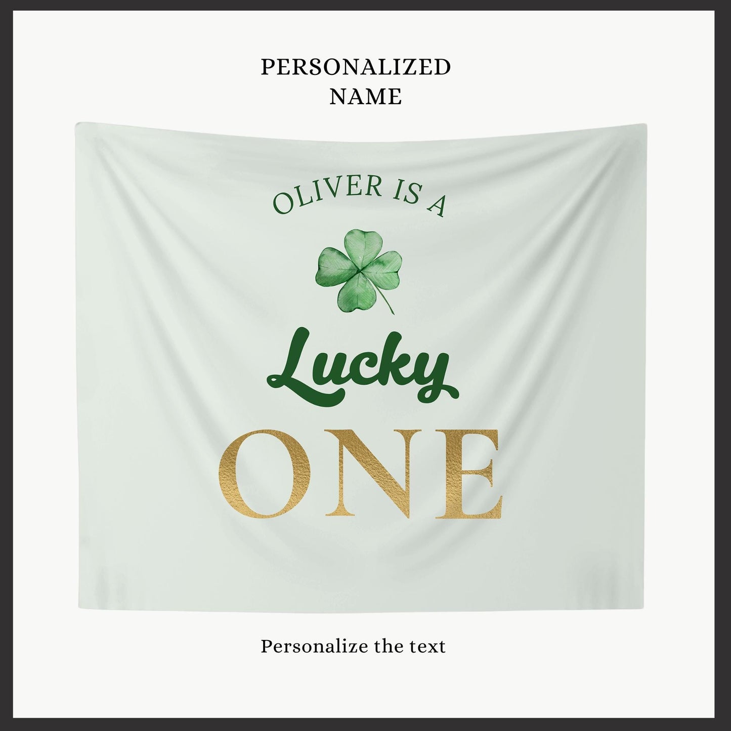 Lucky One Birthday Personalized Banner 1st Birthday St. Patricks Birthday Party Decor Photo Backdrop Shamrock Custom Banner First Birthday