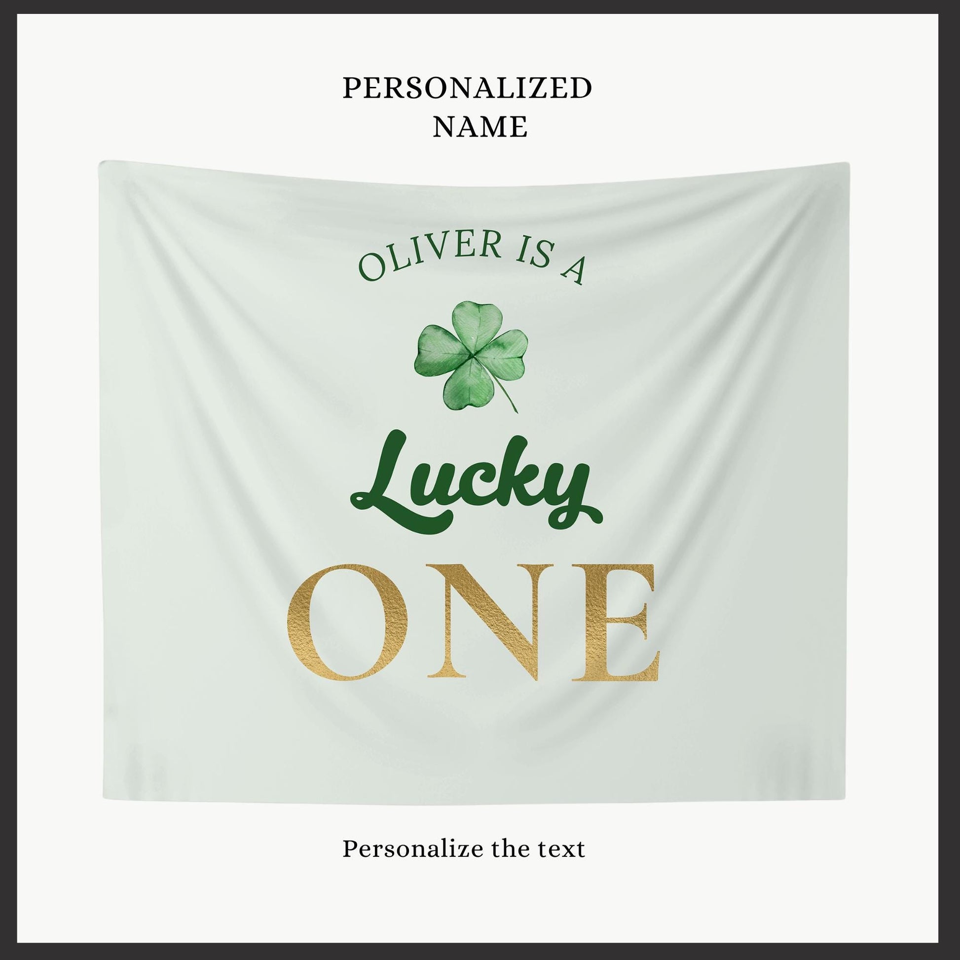 Lucky One Birthday Personalized Banner 1st Birthday St. Patricks Birthday Party Decor Photo Backdrop Shamrock Custom Banner First Birthday