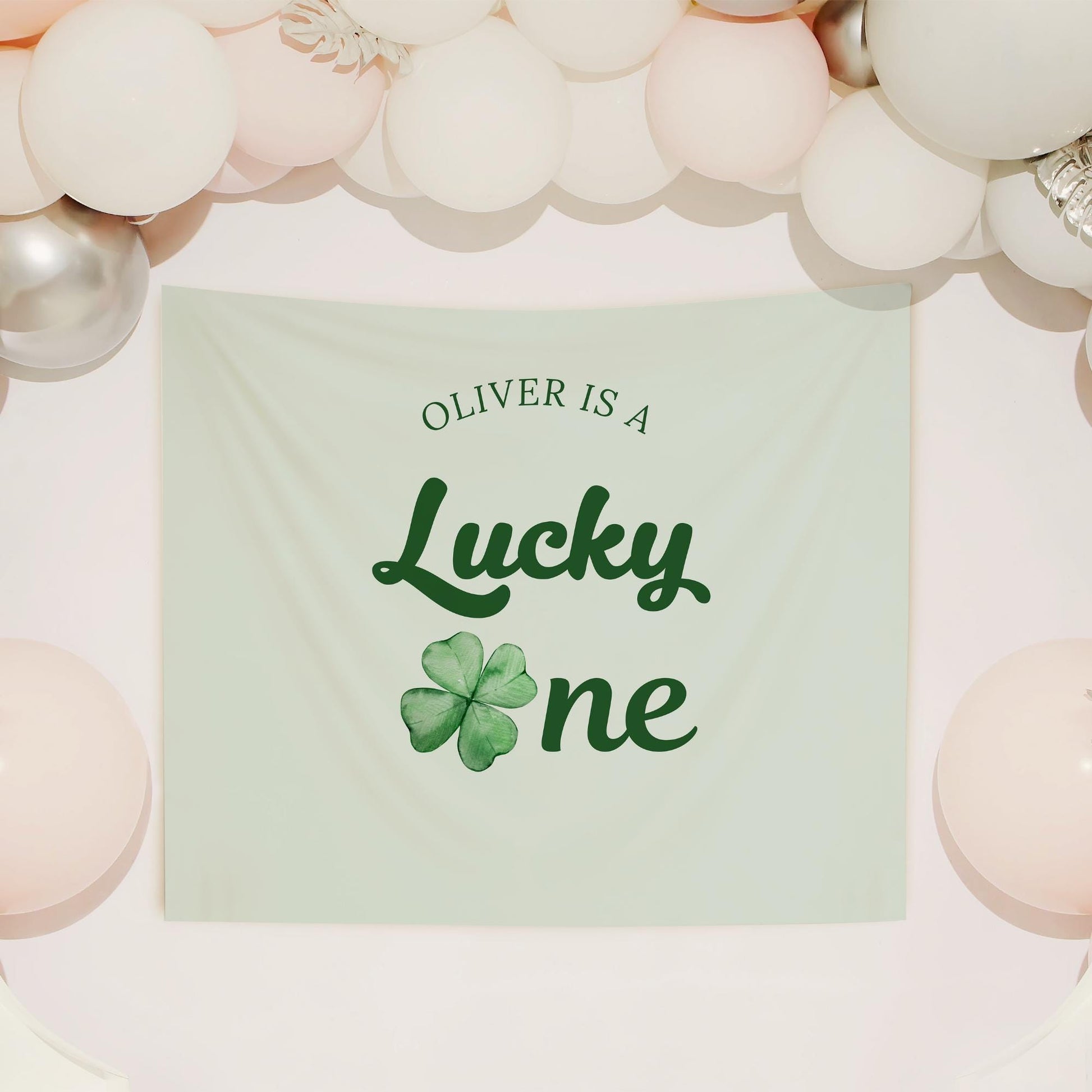 Lucky One Birthday Personalized Banner 1st Birthday St. Patricks Birthday Party Decor Photo Backdrop Shamrock Custom Banner First Birthday