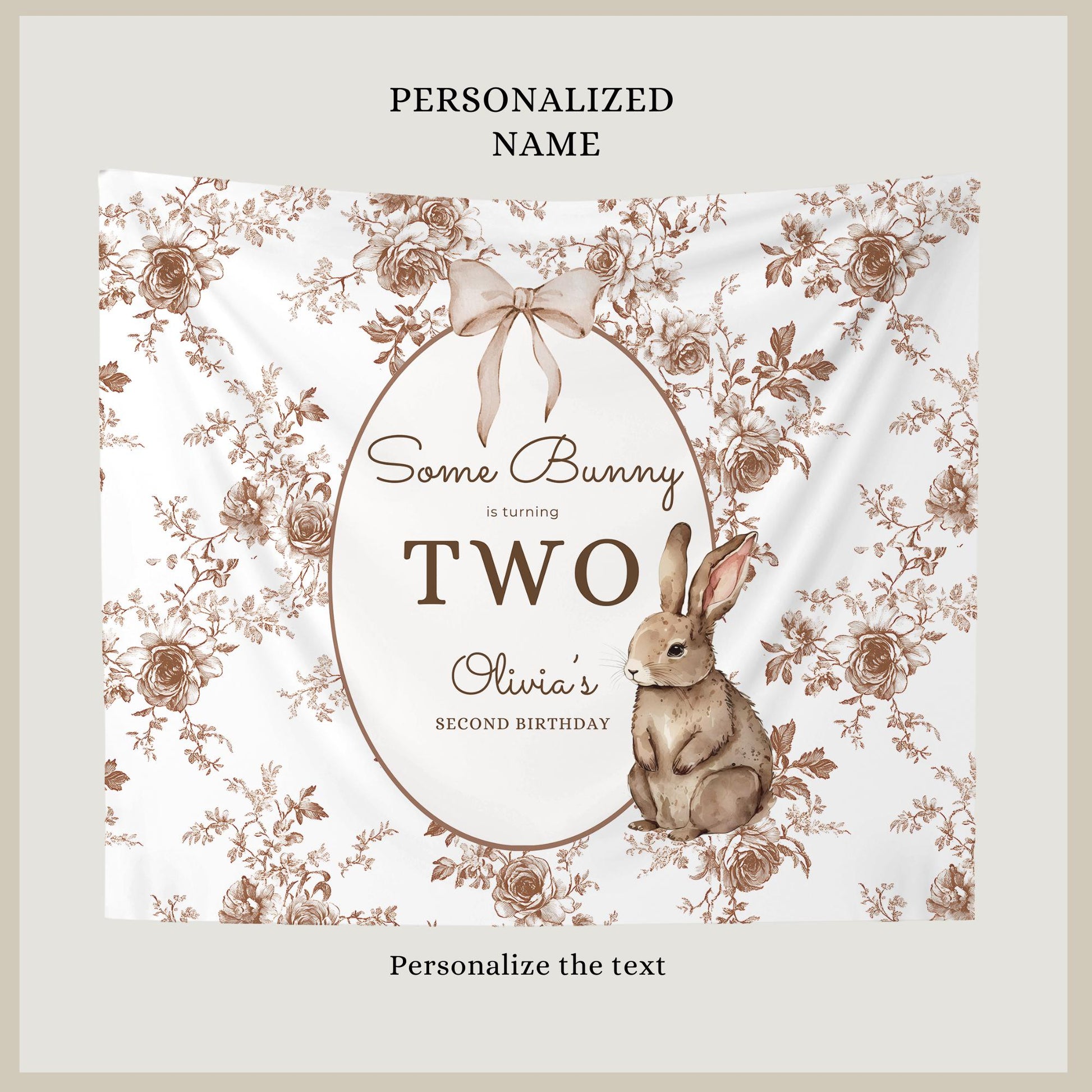 Some Bunny is Two Birthday Backdrop Bunny Birthday Welcome Sign Vintage Floral Bunny Banner Personalized Easter Birthday Decoration