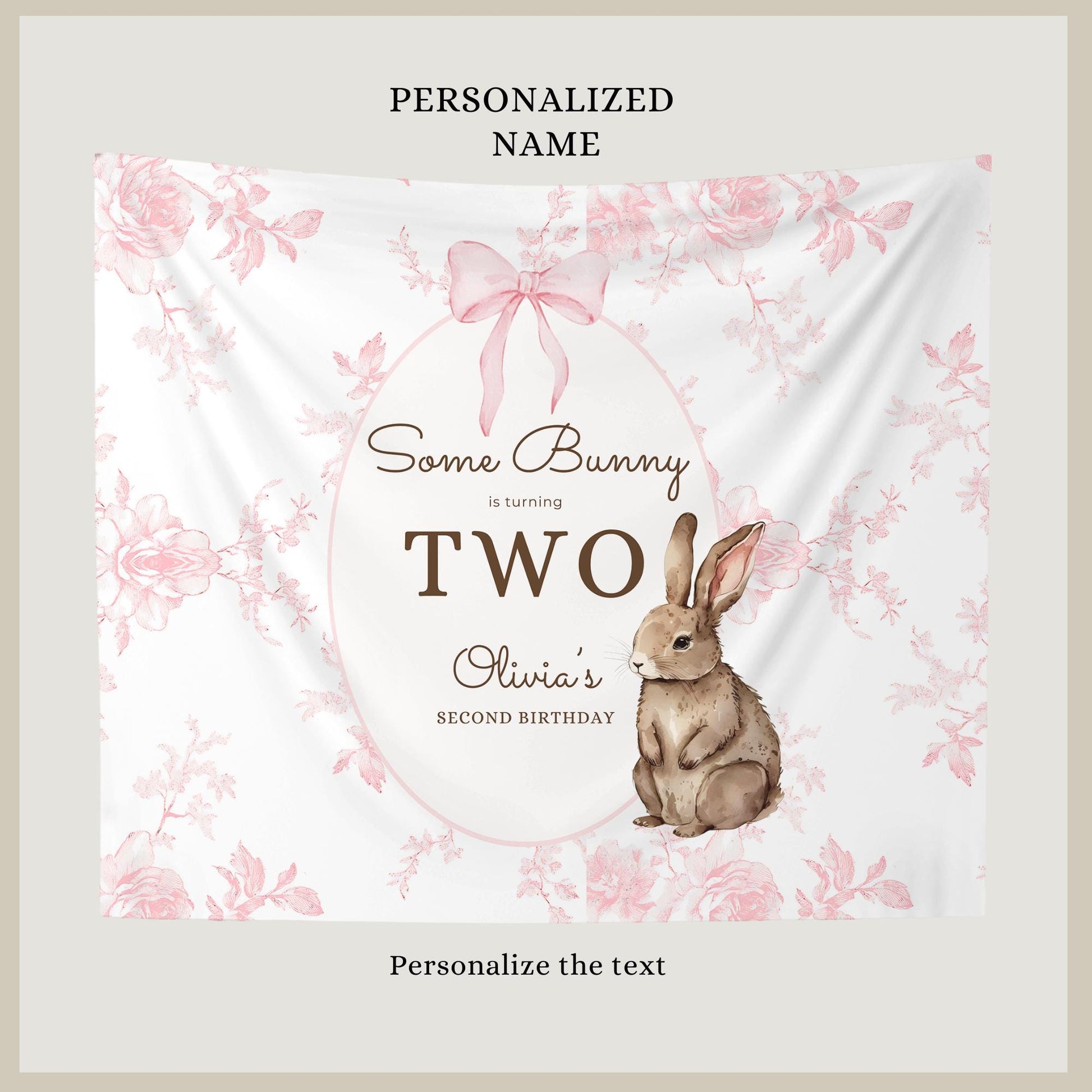 Some Bunny is Two Birthday Backdrop Bunny Birthday Welcome Sign Vintage Floral Bunny Banner Personalized Easter Birthday Decoration