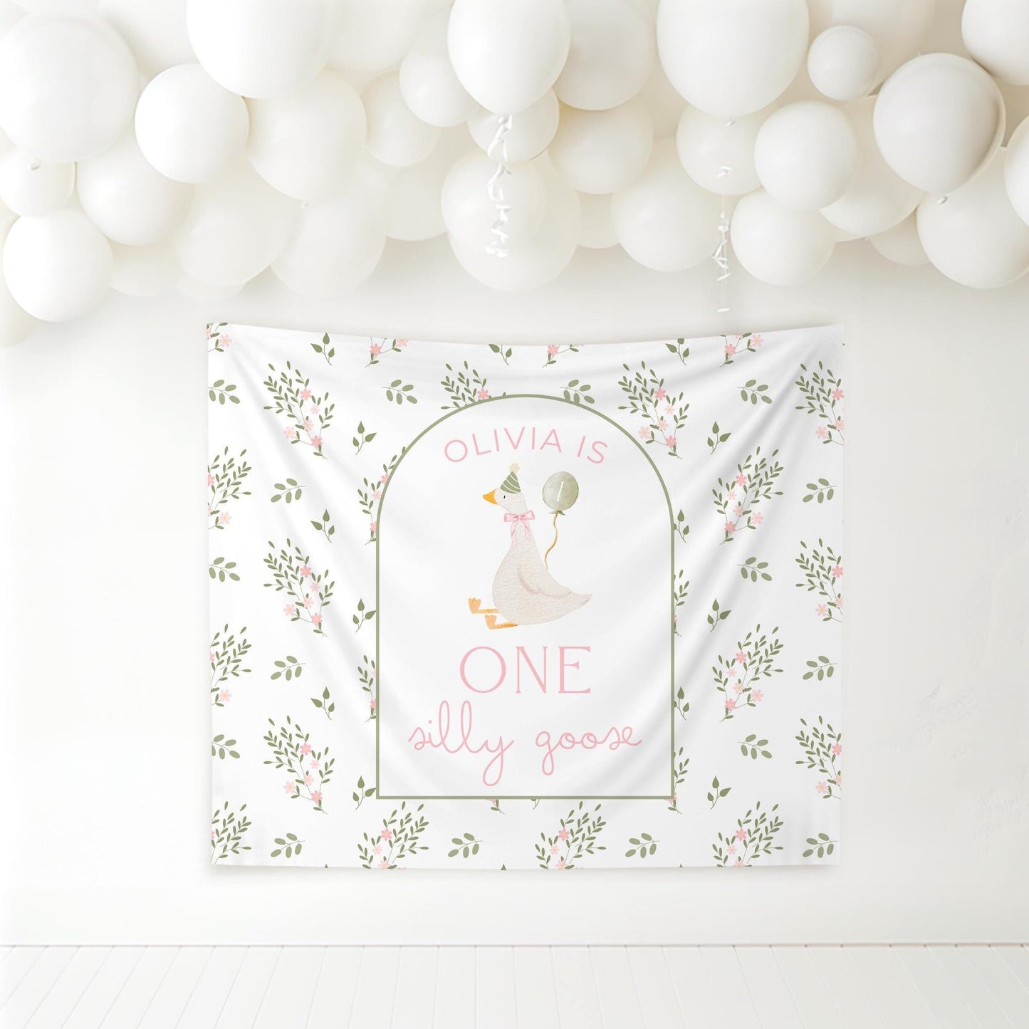 One Silly Goose Birthday Personalized Banner 1st Birthday Silly Goose Party Decor Photo Backdrop Goose Custom Banner First Birthday Ideas