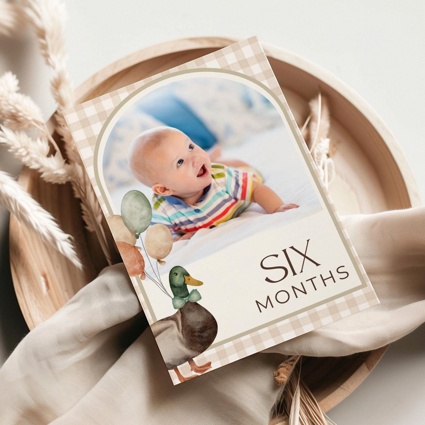 One Lucky Duck Birthday Photo Milestone Banner Mallard Duck 1st Birthday Bunting Banner Editable Template Monthly Milestone Photo Collage