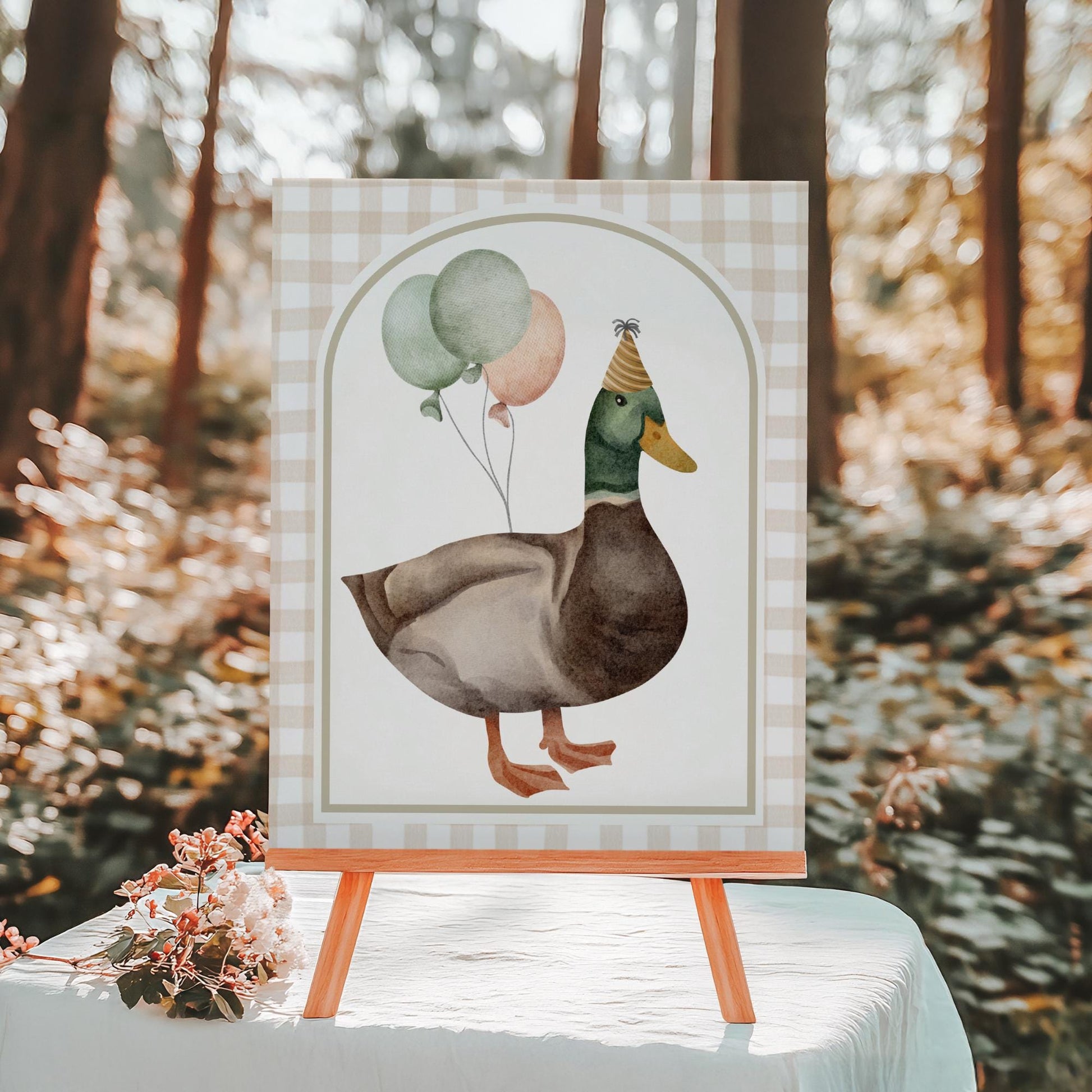 One Lucky Duck Birthday Sign Mallard Duck Theme 1st Birthday Sign Duck Hunting First Birthday Table Sign Duck party decor gender neutral