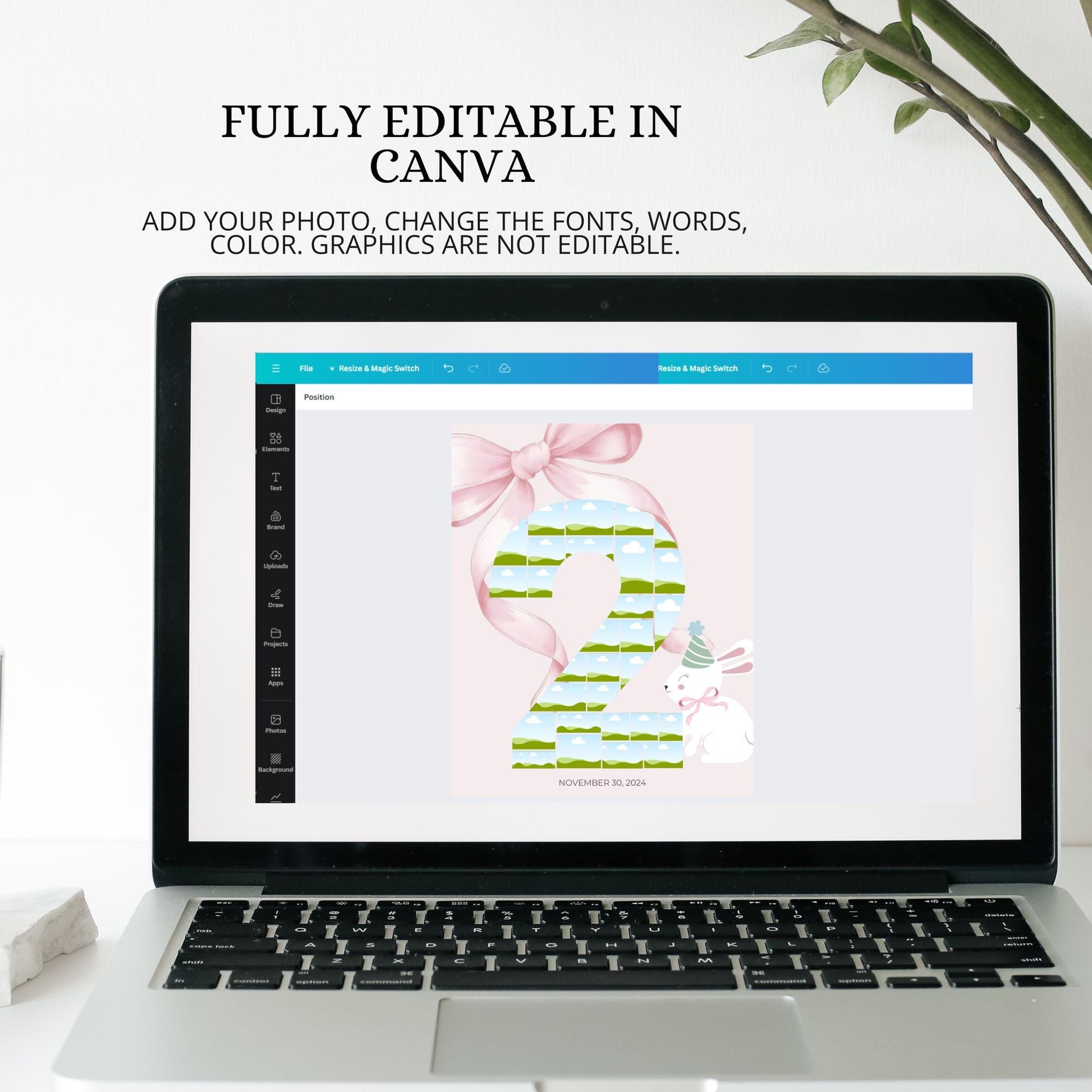 Pink Bow 2nd Birthday Sign Photo Collage Editable Some Bunny is Two second birthday party decor Bunny Photo Banner Milestone photo sign