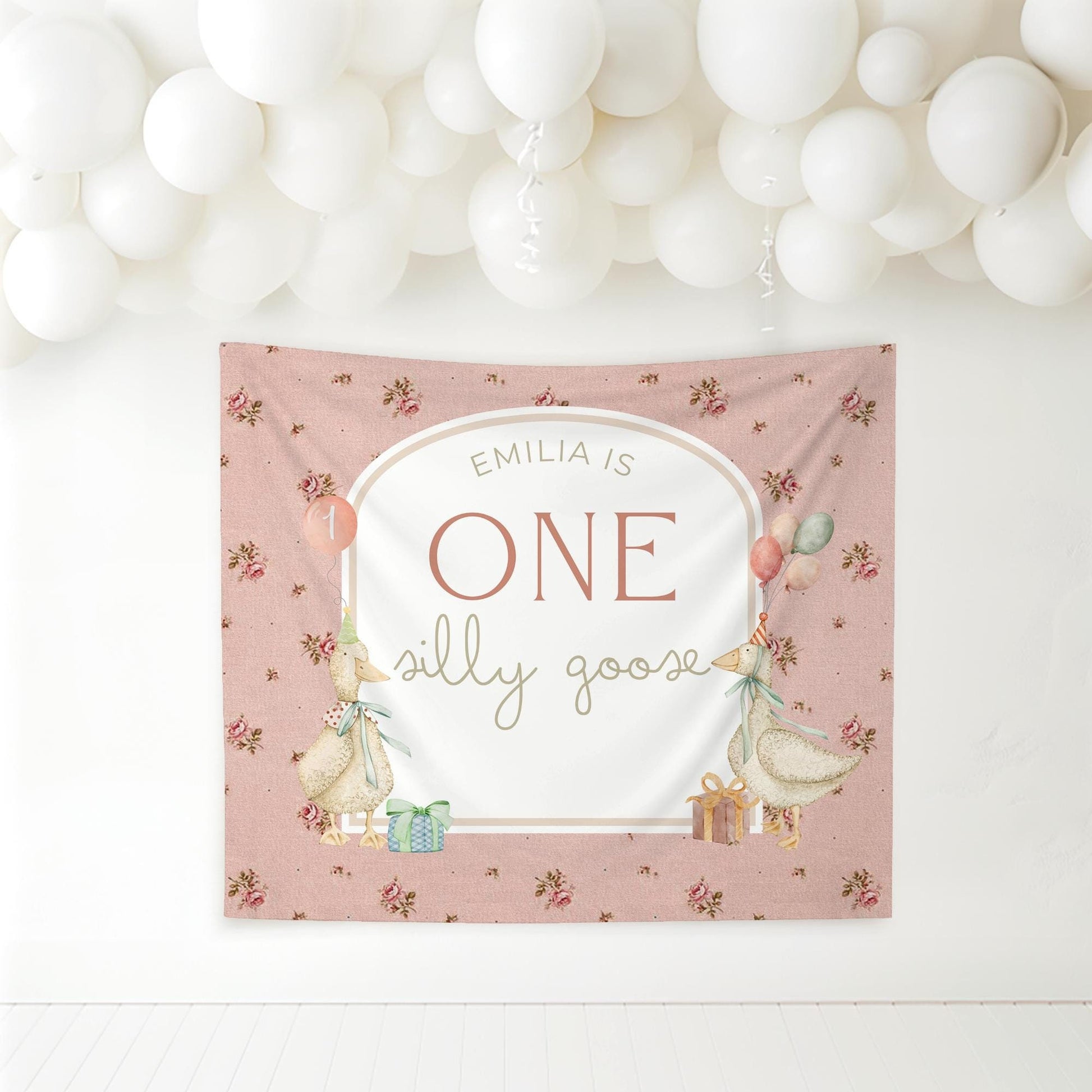One Silly Goose Birthday Personalized Banner 1st Birthday Silly Goose Party Decor Photo Backdrop Goose Custom Banner First Birthday Ideas