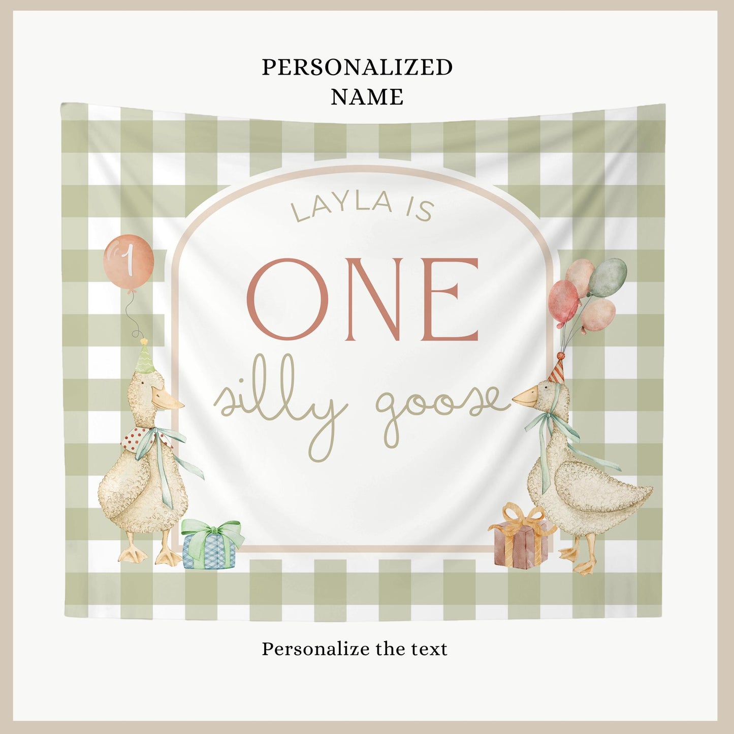 One Silly Goose Birthday Personalized Banner 1st Birthday Silly Goose Party Decor Photo Backdrop Goose Custom Banner First Birthday Ideas