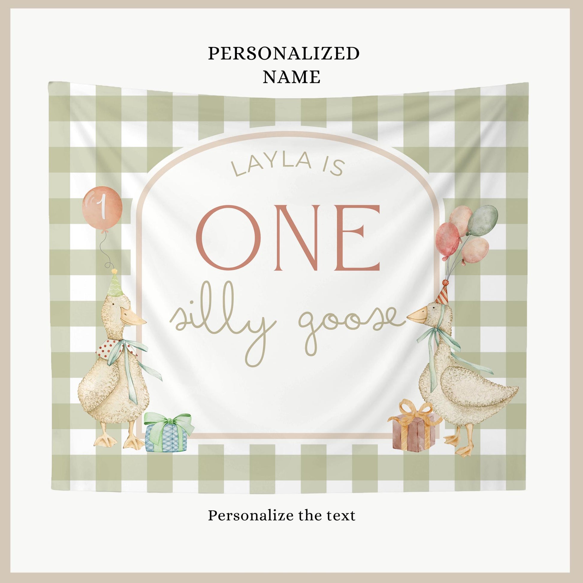 One Silly Goose Birthday Personalized Banner 1st Birthday Silly Goose Party Decor Photo Backdrop Goose Custom Banner First Birthday Ideas