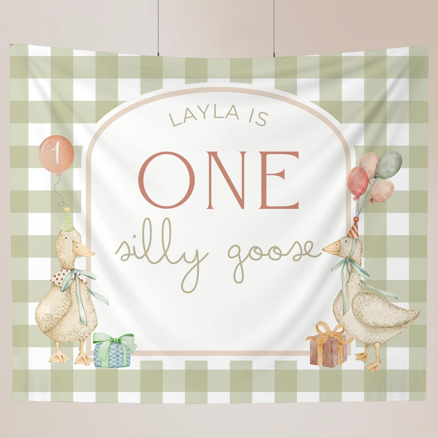 One Silly Goose Birthday Personalized Banner 1st Birthday Silly Goose Party Decor Photo Backdrop Goose Custom Banner First Birthday Ideas