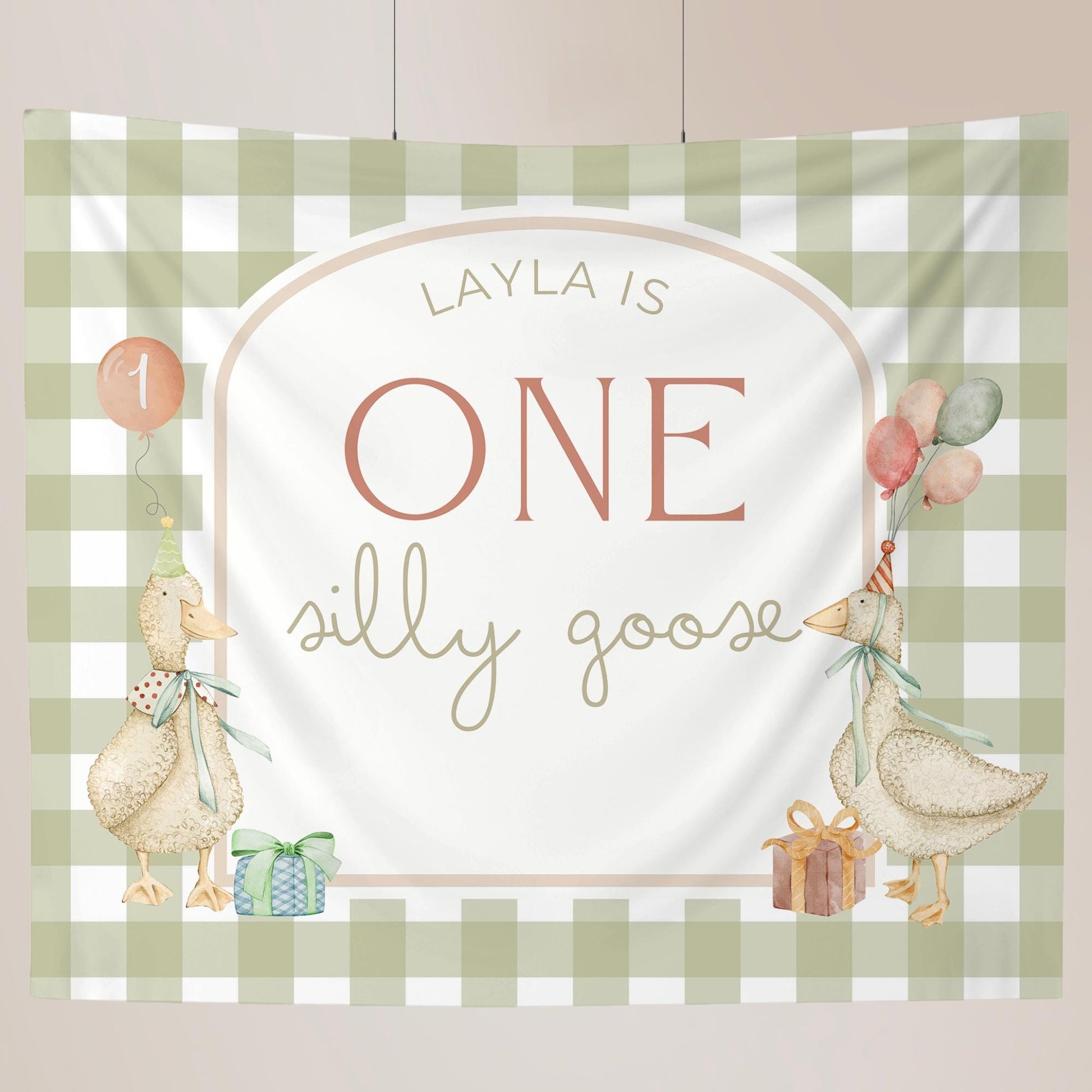 One Silly Goose Birthday Personalized Banner 1st Birthday Silly Goose Party Decor Photo Backdrop Goose Custom Banner First Birthday Ideas