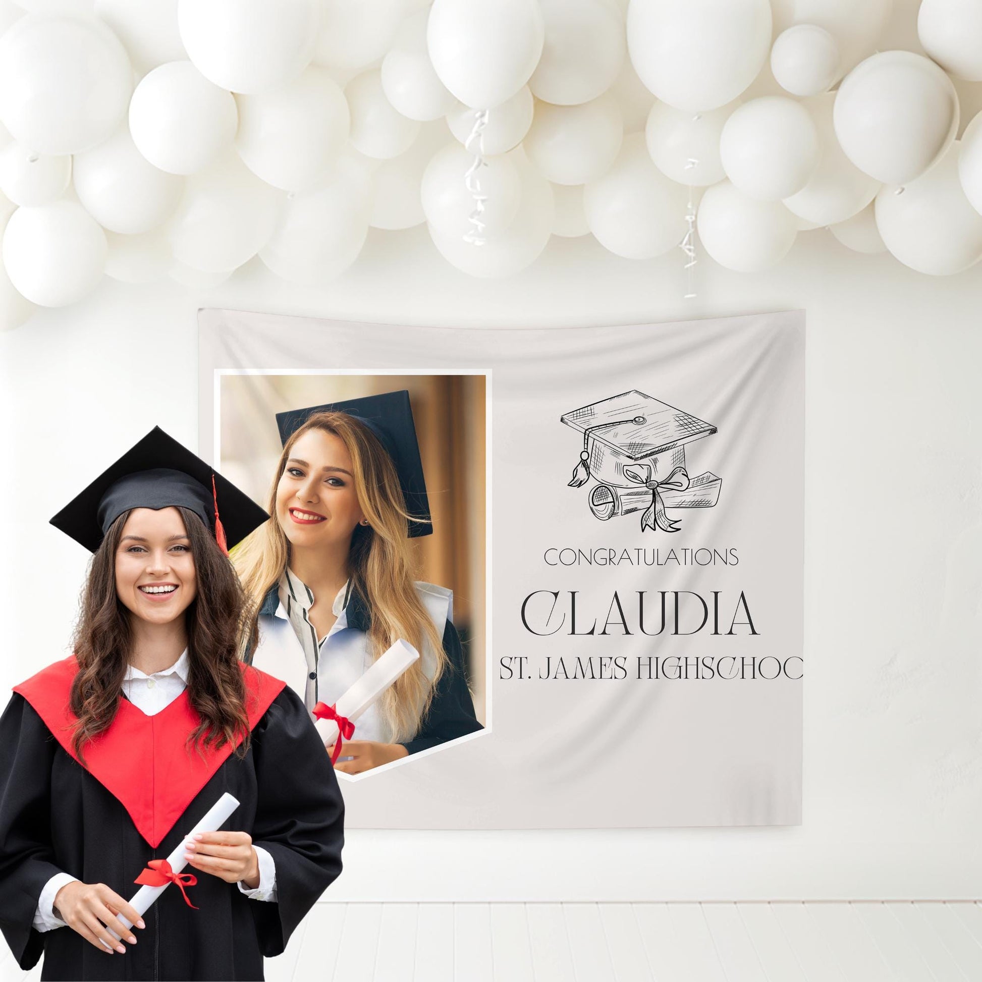 Graduation Banner Class of 2025 Graduation Backdrop Graduation Decorations Name Banner Grad Party Sign Congrats Grad Sign Grad Gift