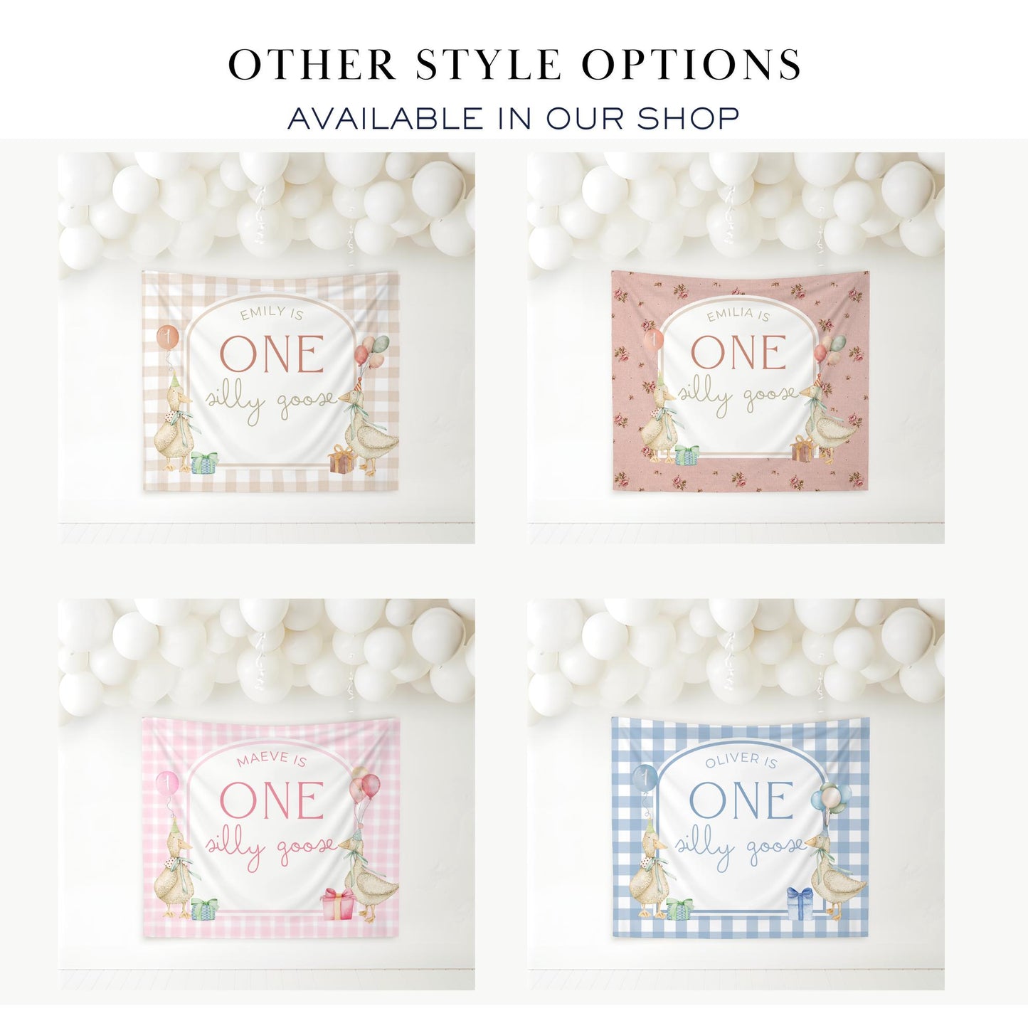 One Silly Goose Birthday Personalized Banner 1st Birthday Silly Goose Party Decor Photo Backdrop Goose Custom Banner First Birthday Ideas