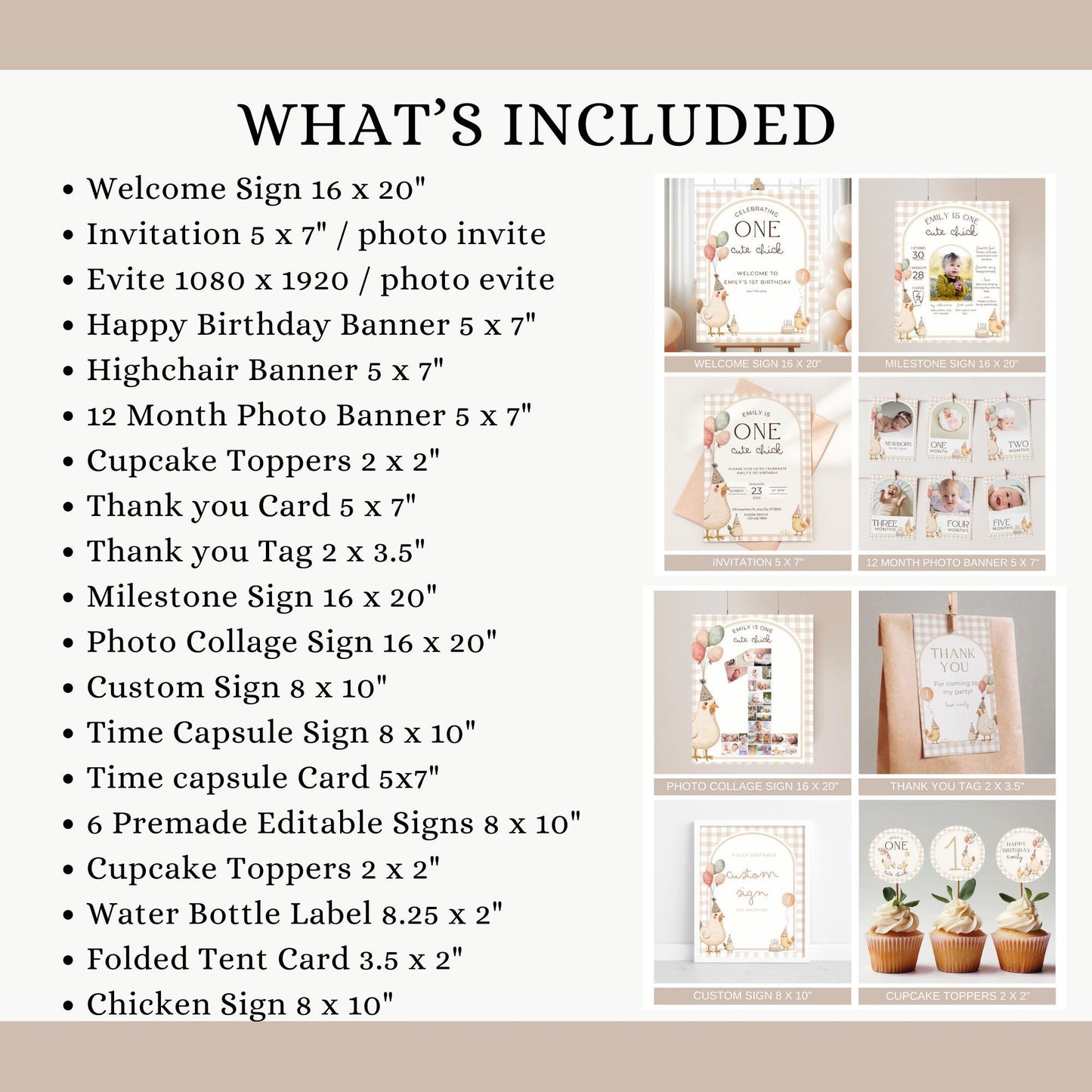 This Chick is One Birthday Bundle One Cute Chick First Birthday Party Decor Chicken 1st Birthday Invite Farm Theme Party Chick Birthday