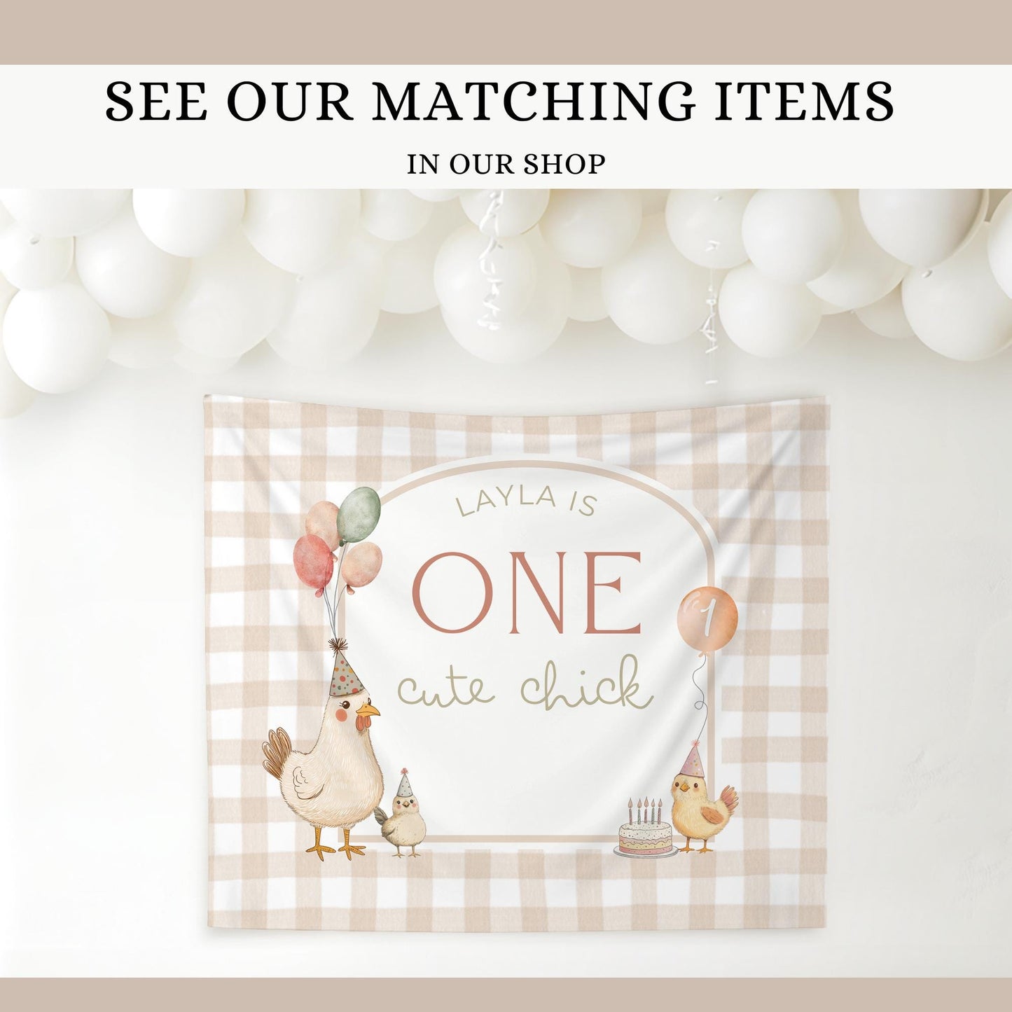 This Chick is One Birthday Bundle One Cute Chick First Birthday Party Decor Chicken 1st Birthday Invite Farm Theme Party Chick Birthday