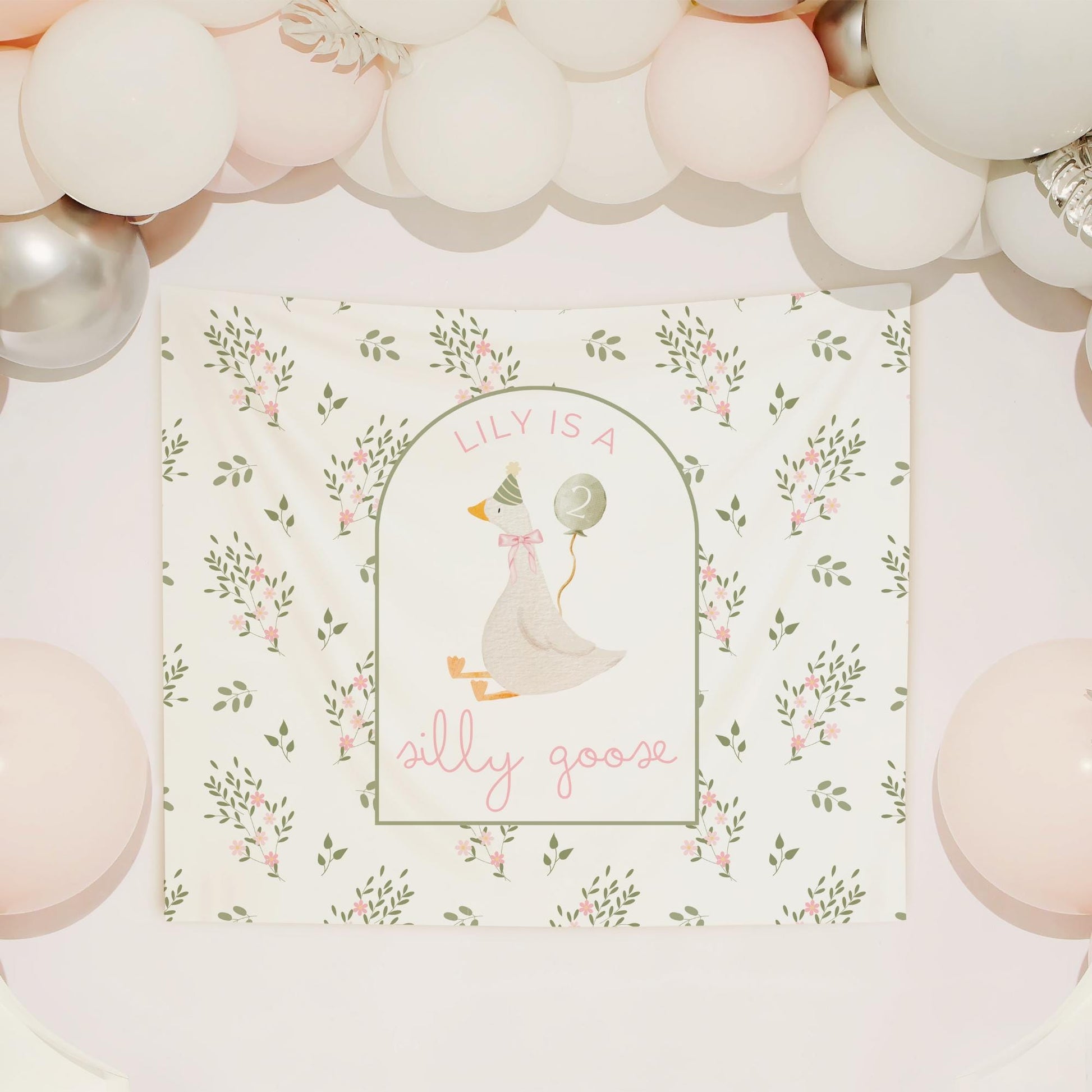 Two Silly Goose Birthday Personalized Banner 2nd Birthday Silly Goose Party Decor Photo Backdrop Goose Custom Banner Second Birthday Ideas