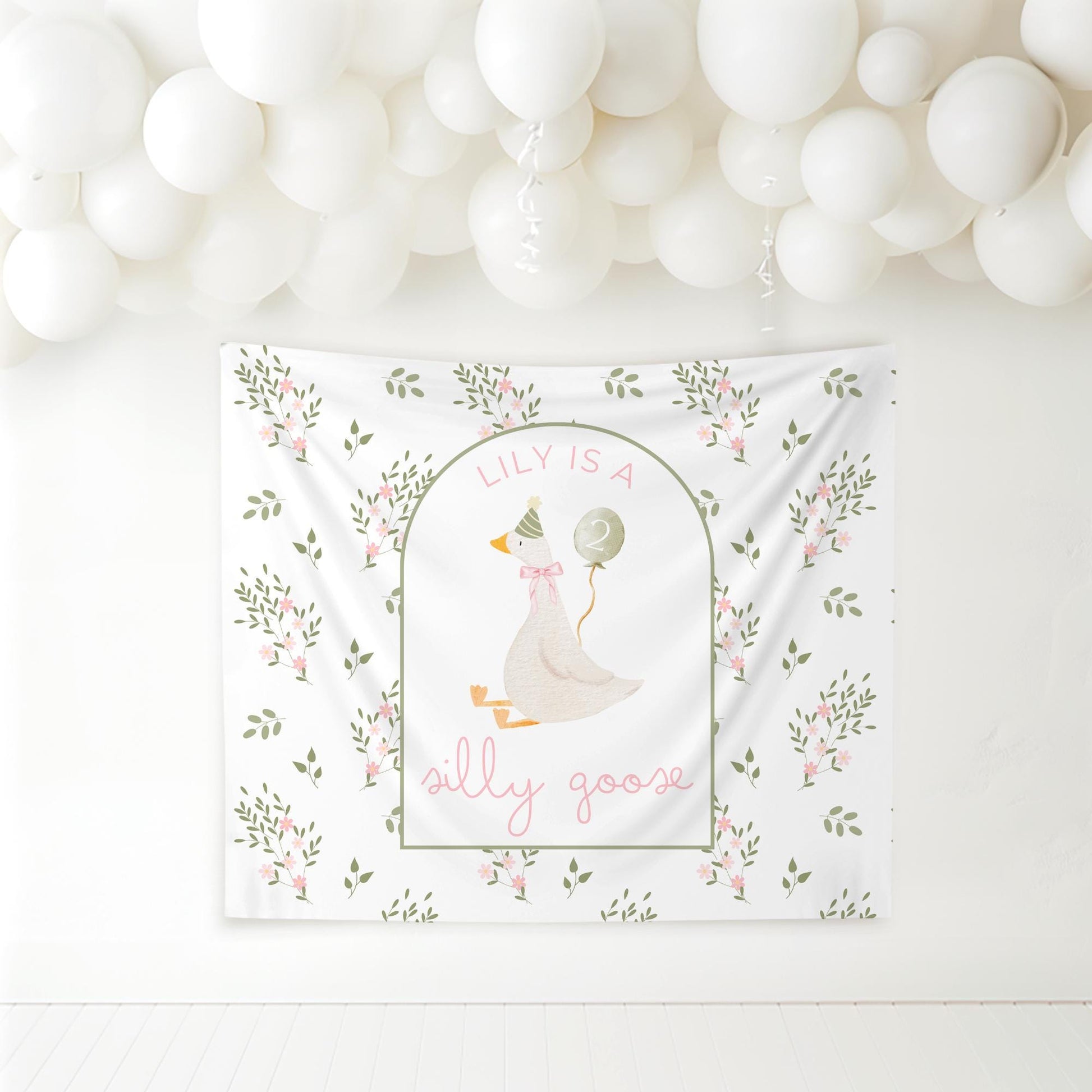 Two Silly Goose Birthday Personalized Banner 2nd Birthday Silly Goose Party Decor Photo Backdrop Goose Custom Banner Second Birthday Ideas
