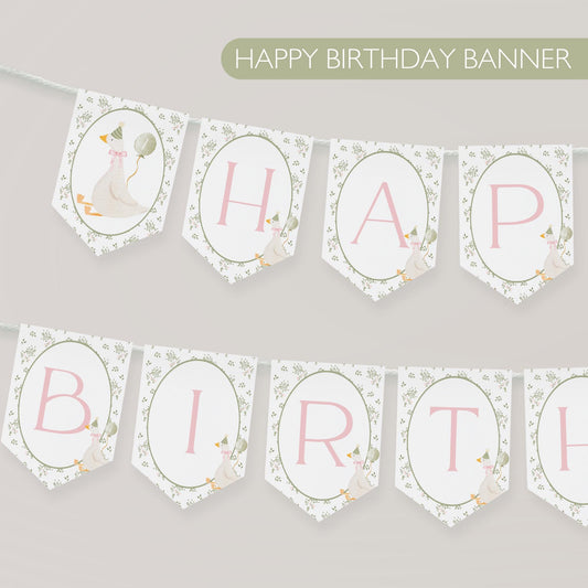 One Silly Goose First Birthday Party Sign Happy Birthday Banner Goose 1st Birthday Bunting Nursery Rhyme Birthday Party Bunting  Decor