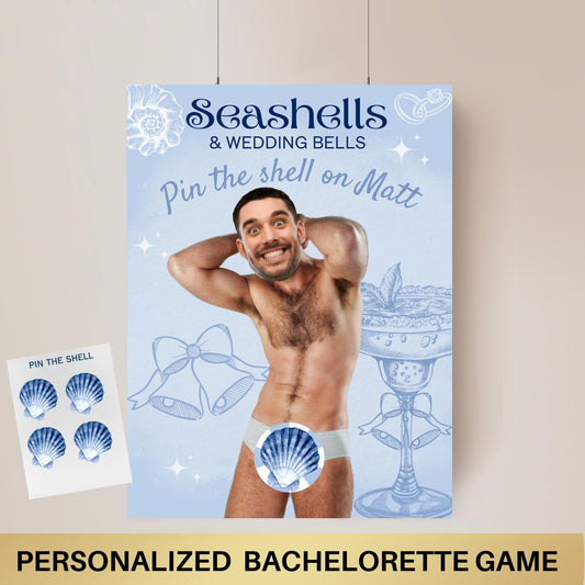 Seashells and Wedding Bells Coastal Bachelorette Party Game Last Toast on the coast  Beach Bach Editable Games Groom Face Decor Miami Bach