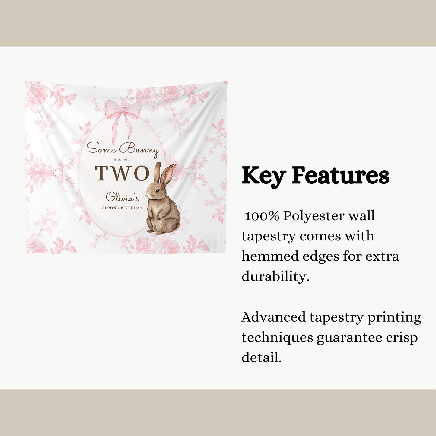 Some Bunny is Two Birthday Backdrop Bunny Birthday Welcome Sign Vintage Floral Bunny Banner Personalized Easter Birthday Decoration