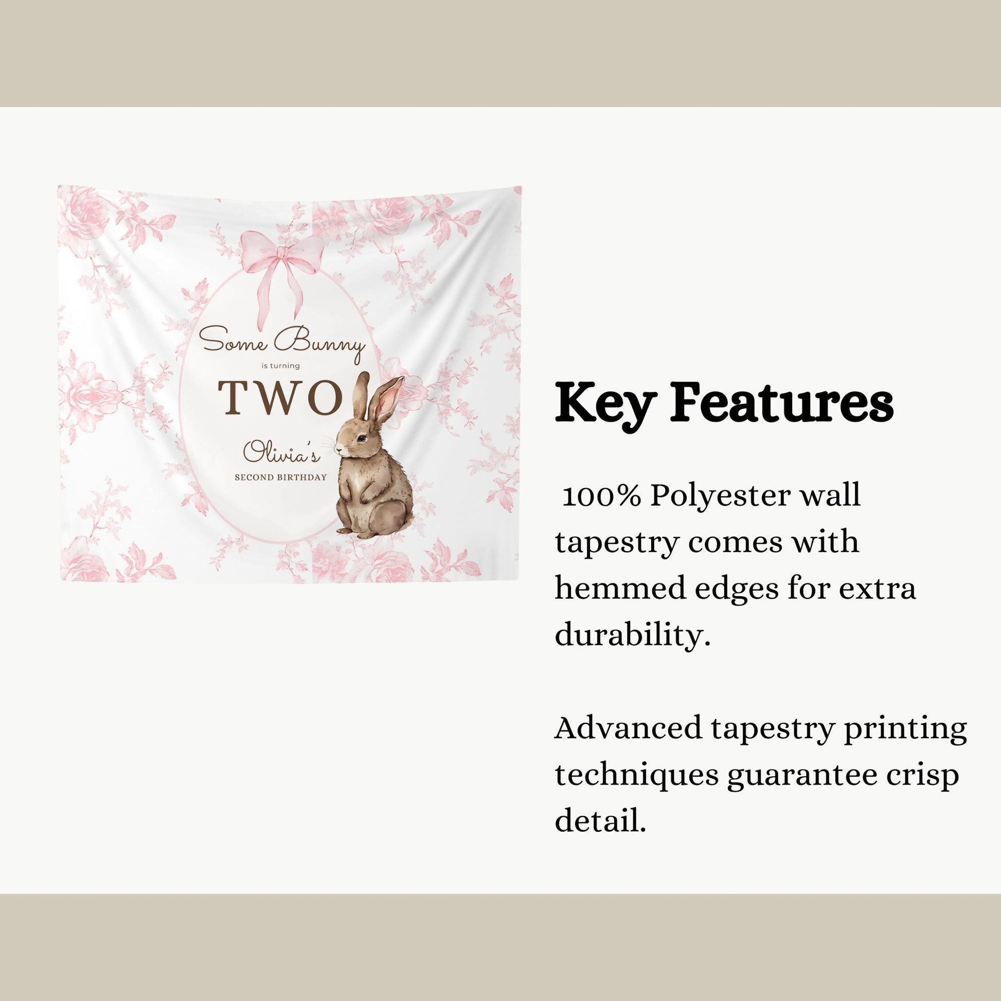 Some Bunny is Two Birthday Backdrop Bunny Birthday Welcome Sign Vintage Floral Bunny Banner Personalized Easter Birthday Decoration