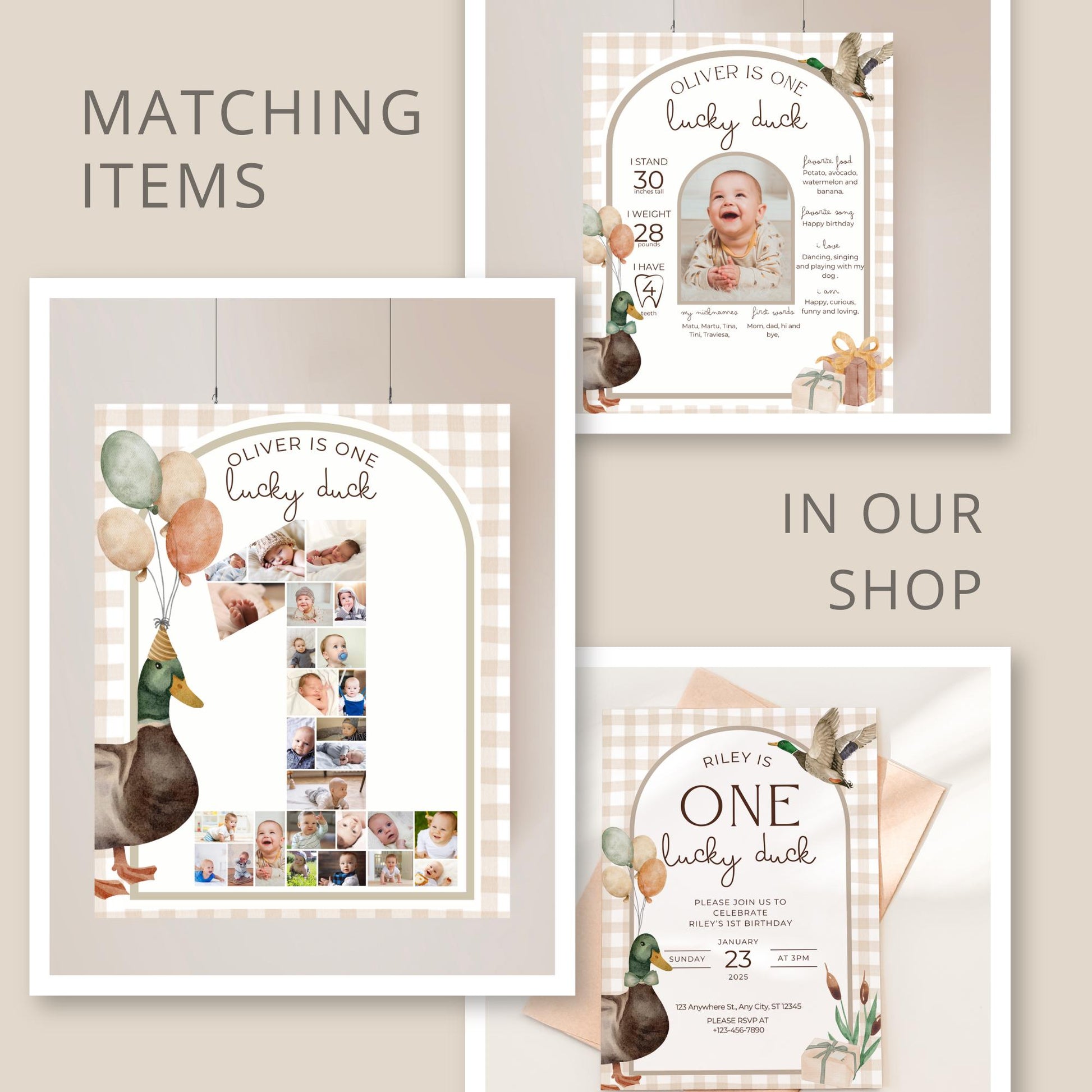 One Lucky Duck Birthday Sign Mallard Duck Theme 1st Birthday Sign Duck Hunting First Birthday Table Sign Duck party decor gender neutral