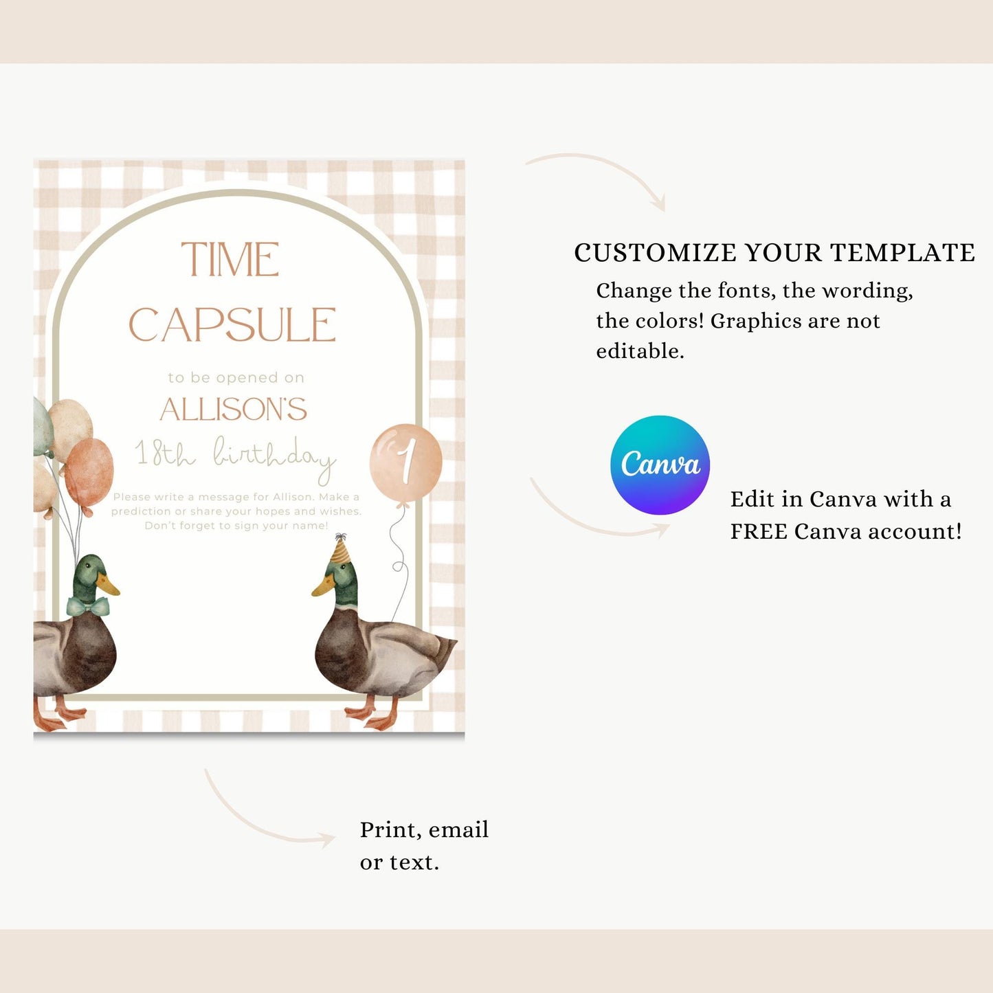 One Lucky Duck Birthday Time Capsule Sign Mallard Duck Theme First Birthday Party Gender neutral 1st Birthday Duck Hunting Party Guest Book