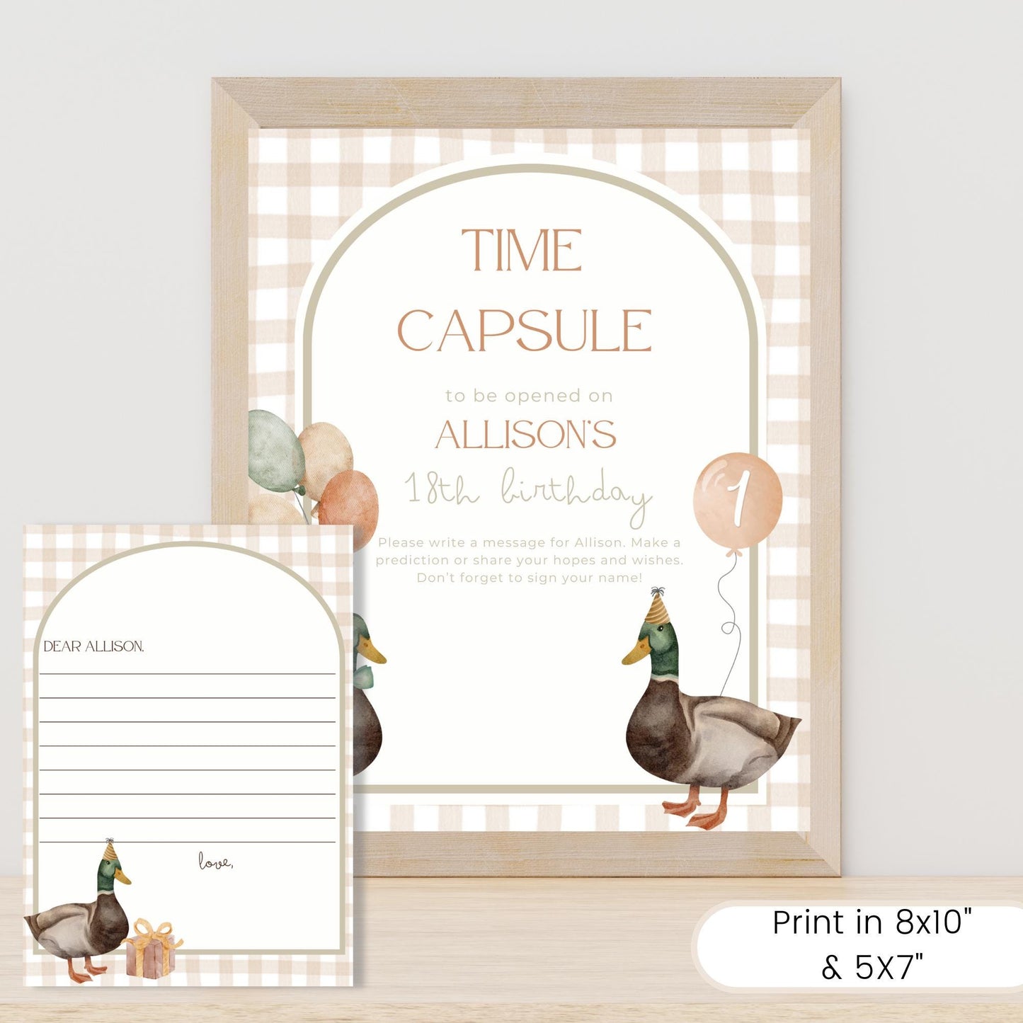 One Lucky Duck Birthday Time Capsule Sign Mallard Duck Theme First Birthday Party Gender neutral 1st Birthday Duck Hunting Party Guest Book