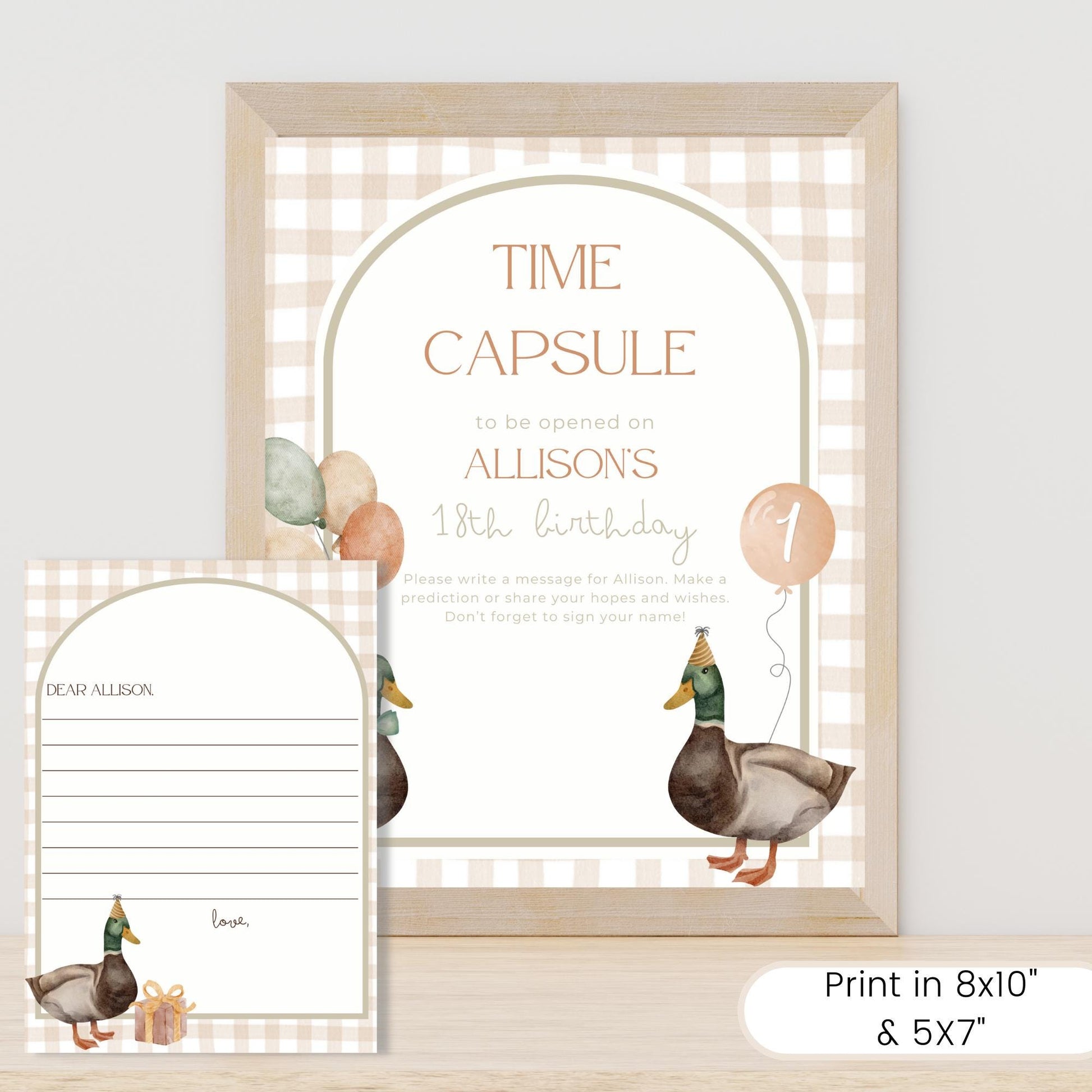 One Lucky Duck Birthday Time Capsule Sign Mallard Duck Theme First Birthday Party Gender neutral 1st Birthday Duck Hunting Party Guest Book