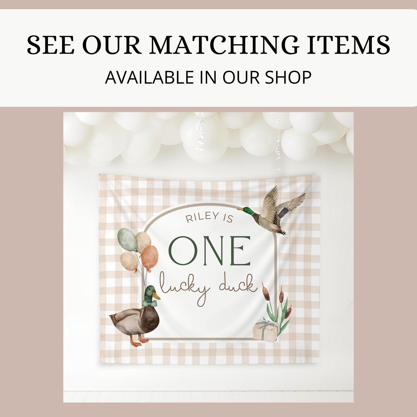One Lucky Duck First Birthday Party Sign Happy Birthday Banner Mallard Duck 1st Birthday Bunting Duck Hunting Birthday Party Duck Banner
