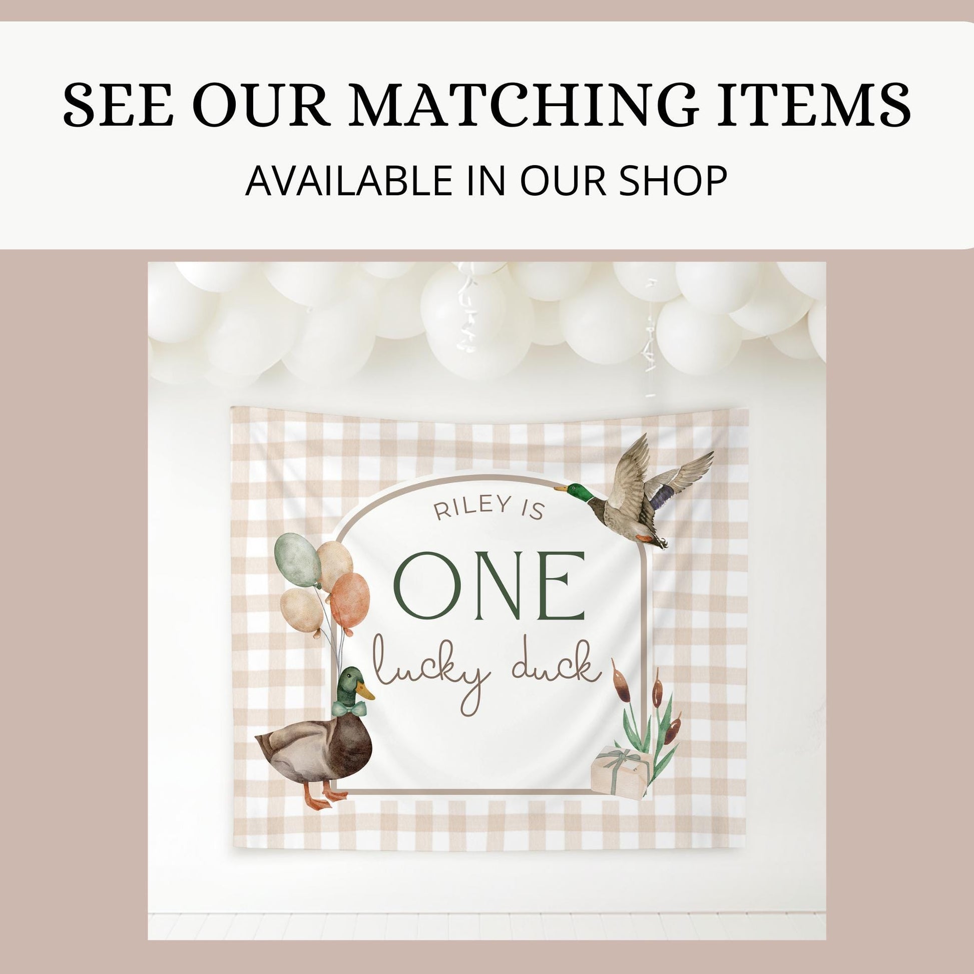 One Lucky Duck First Birthday Party Sign Happy Birthday Banner Mallard Duck 1st Birthday Bunting Duck Hunting Birthday Party Duck Banner