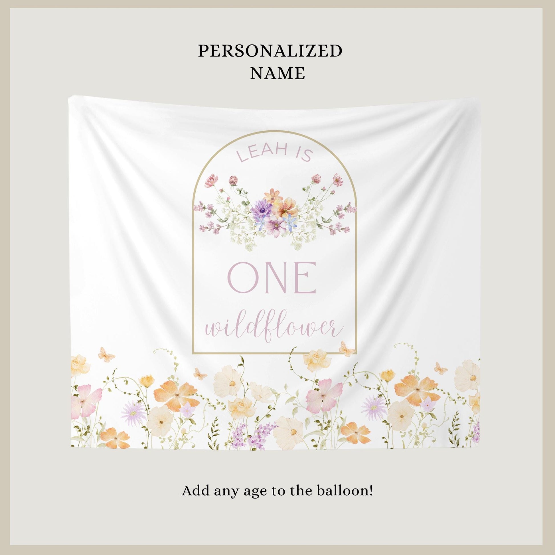 Wildflower First Birthday Banner, One Year High Chair Decor, Floral Party Decorations for Baby Girl